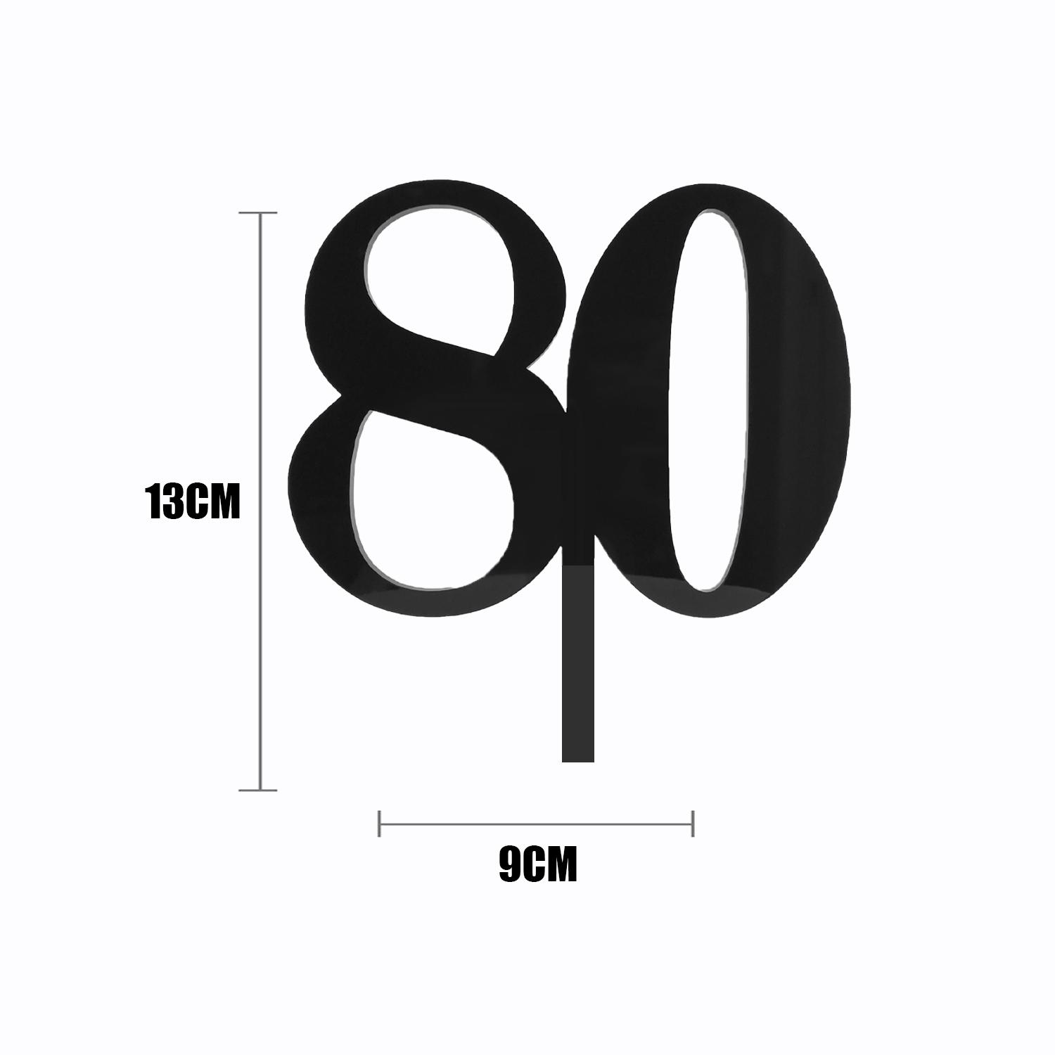 BLACK ACRYLIC NUMBER TOPPER NO 80