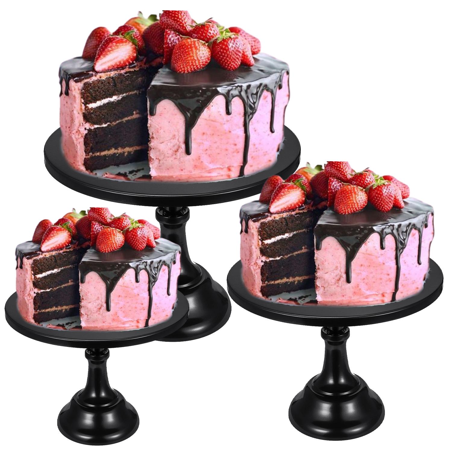 BLACK METALLIC CAKE STAND SET OF 3