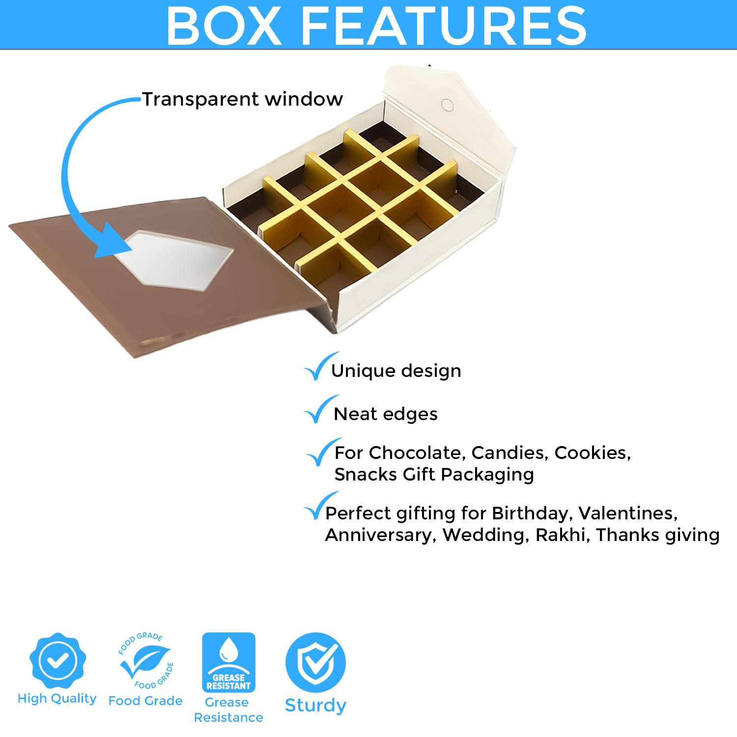 BROWN AND WHITE CHOCOLATE BOX 12 HOLE