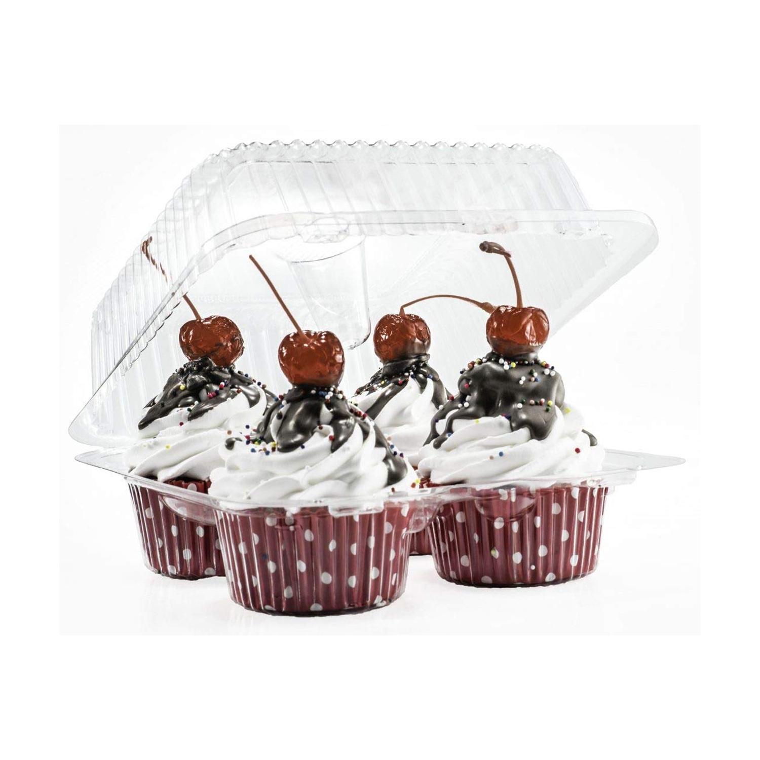 CLEAR PLASTIC CUPCAKE CONTAINER 4 CUP 125MM