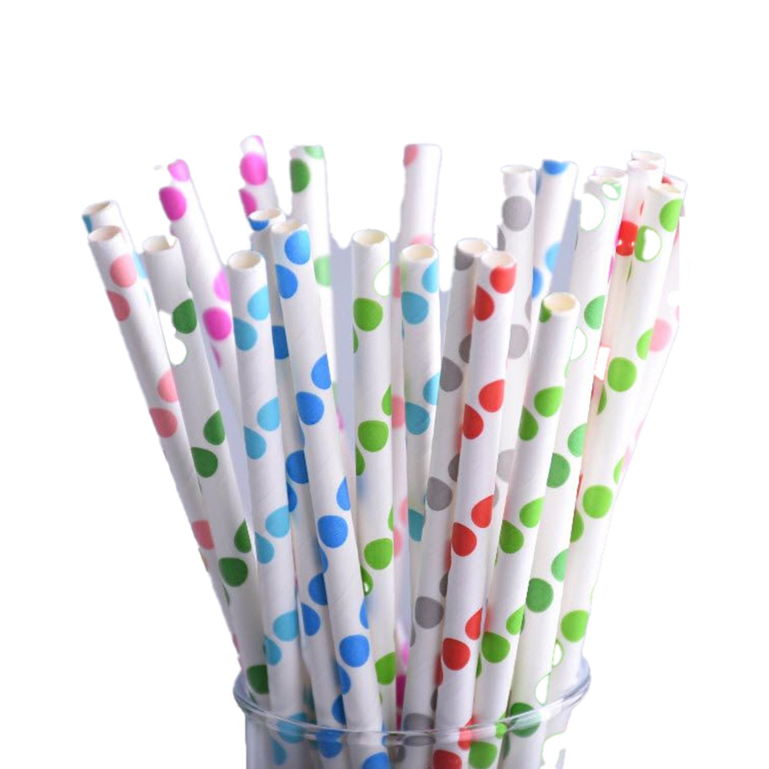 COLOURFUL PAPER STRAW POLKA 25PCS