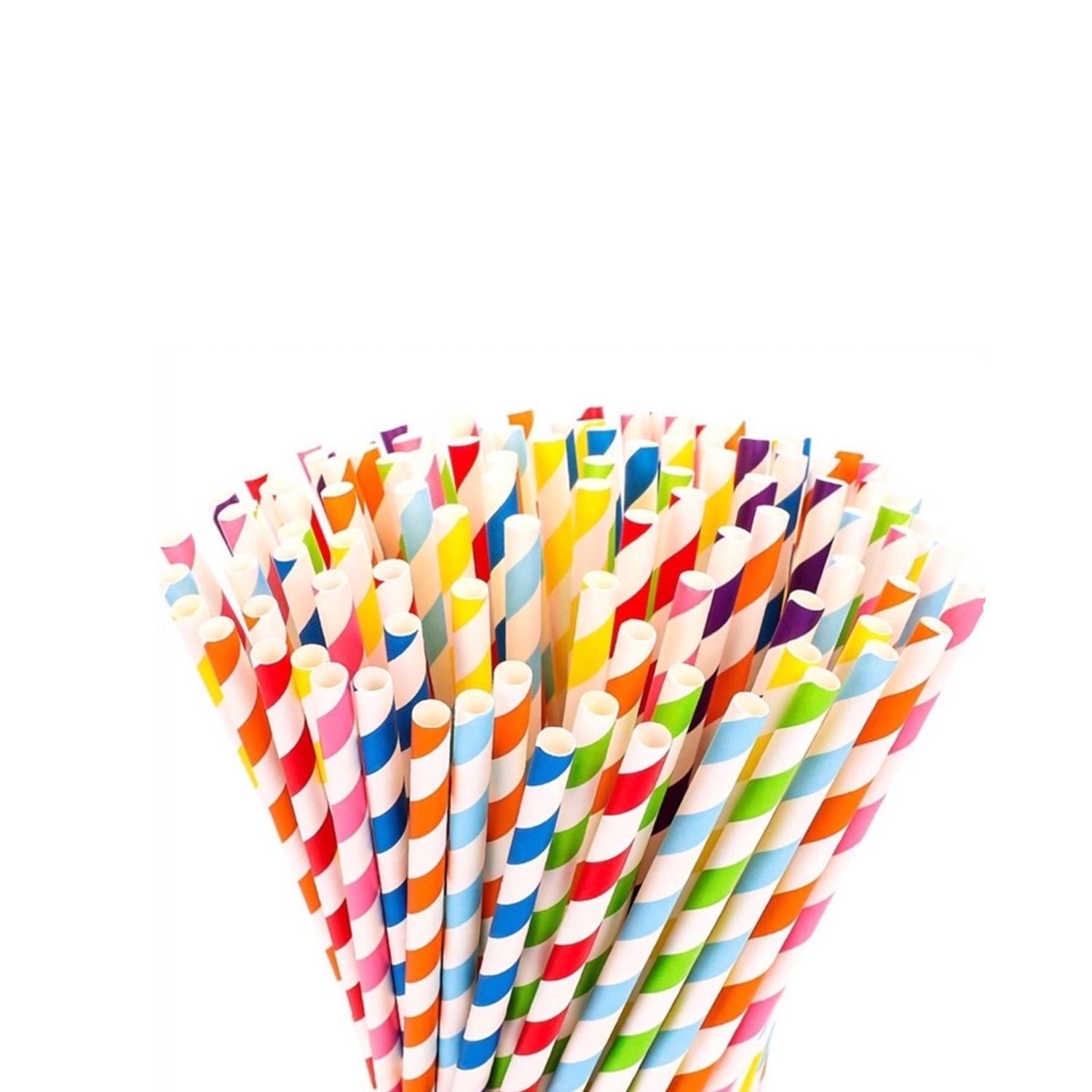 COLOURFUL PAPER STRAWS GEOMETRIC 25PCS