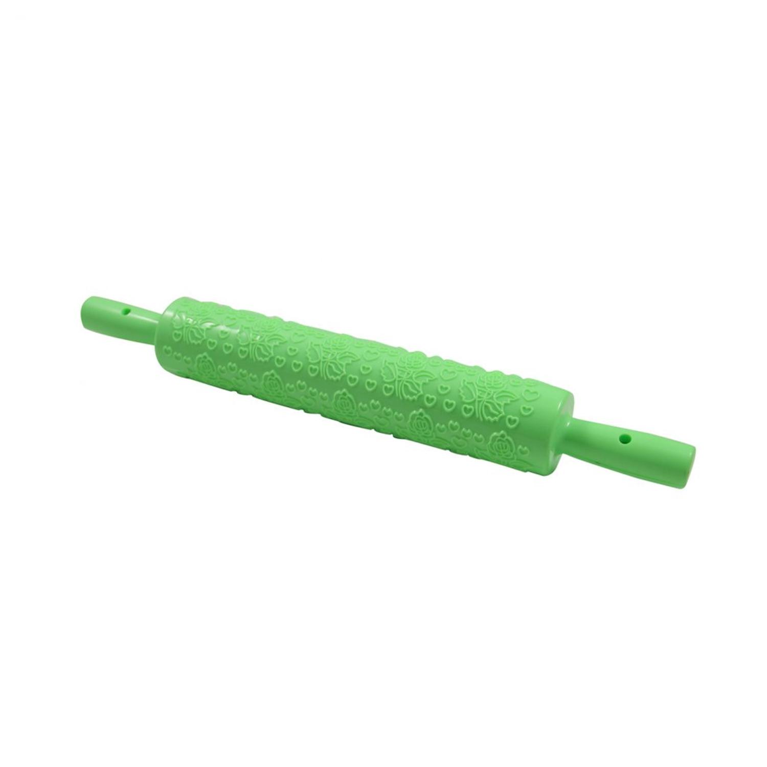 EMBOSSED ROLLING PIN 05 LIME GREEN STAR FLOWER