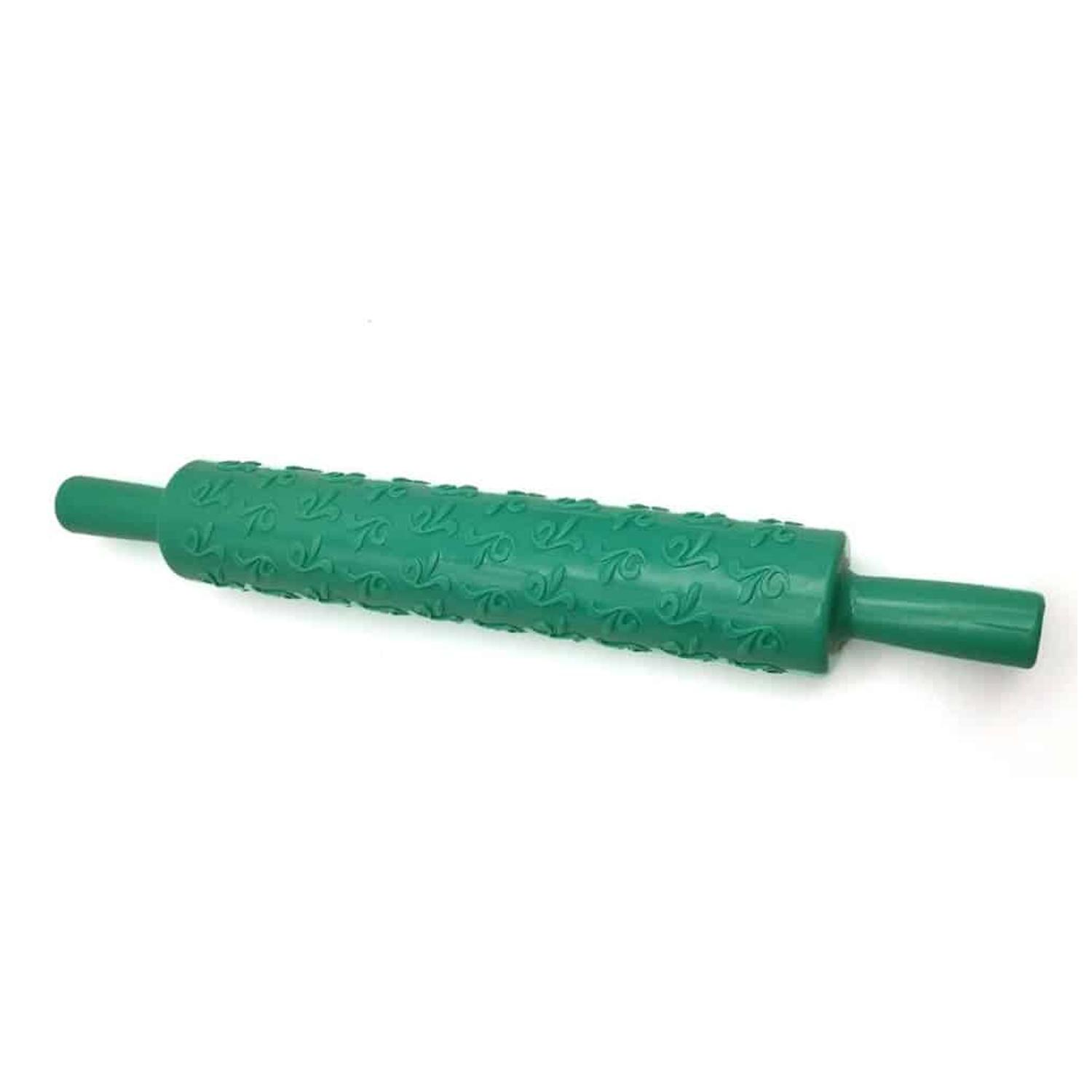 EMBOSSED ROLLING PIN 06 DARK GREEN VINES