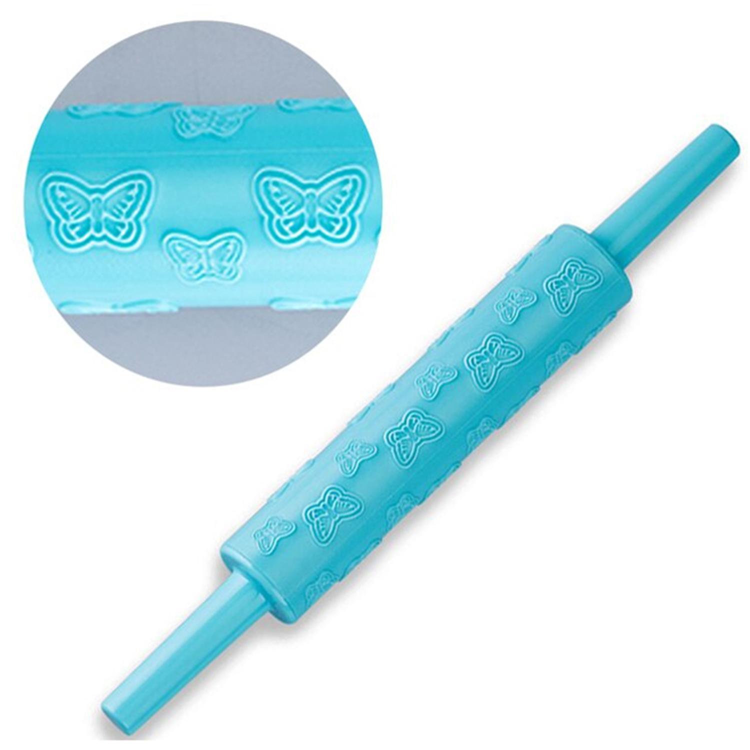 EMBOSSED ROLLING PIN 09 BLUE BUTTERFLY