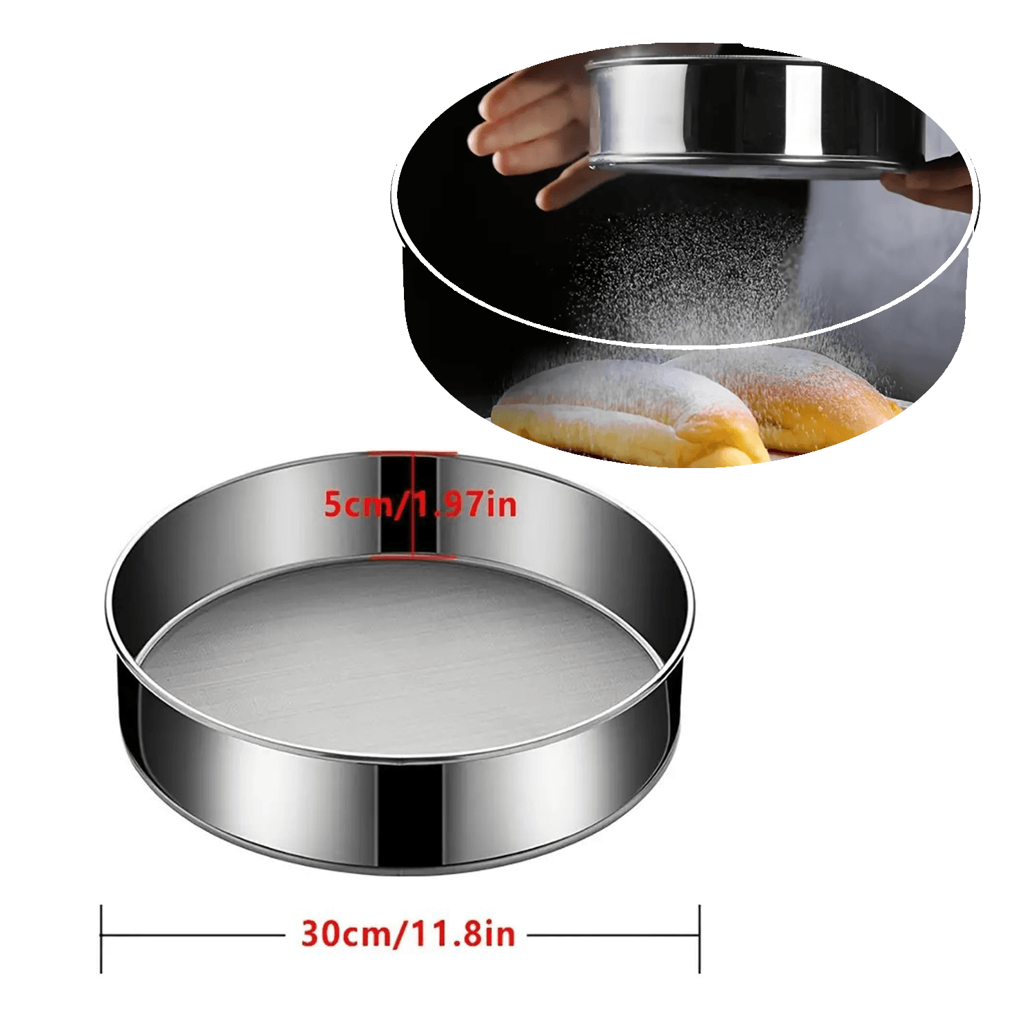 FLOUR SIEVE STAINLESS STEEL 30CM