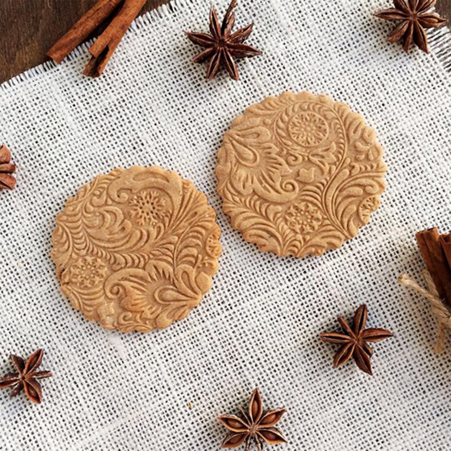 FLOWER EMBOSSED WOODEN ROLLING PIN