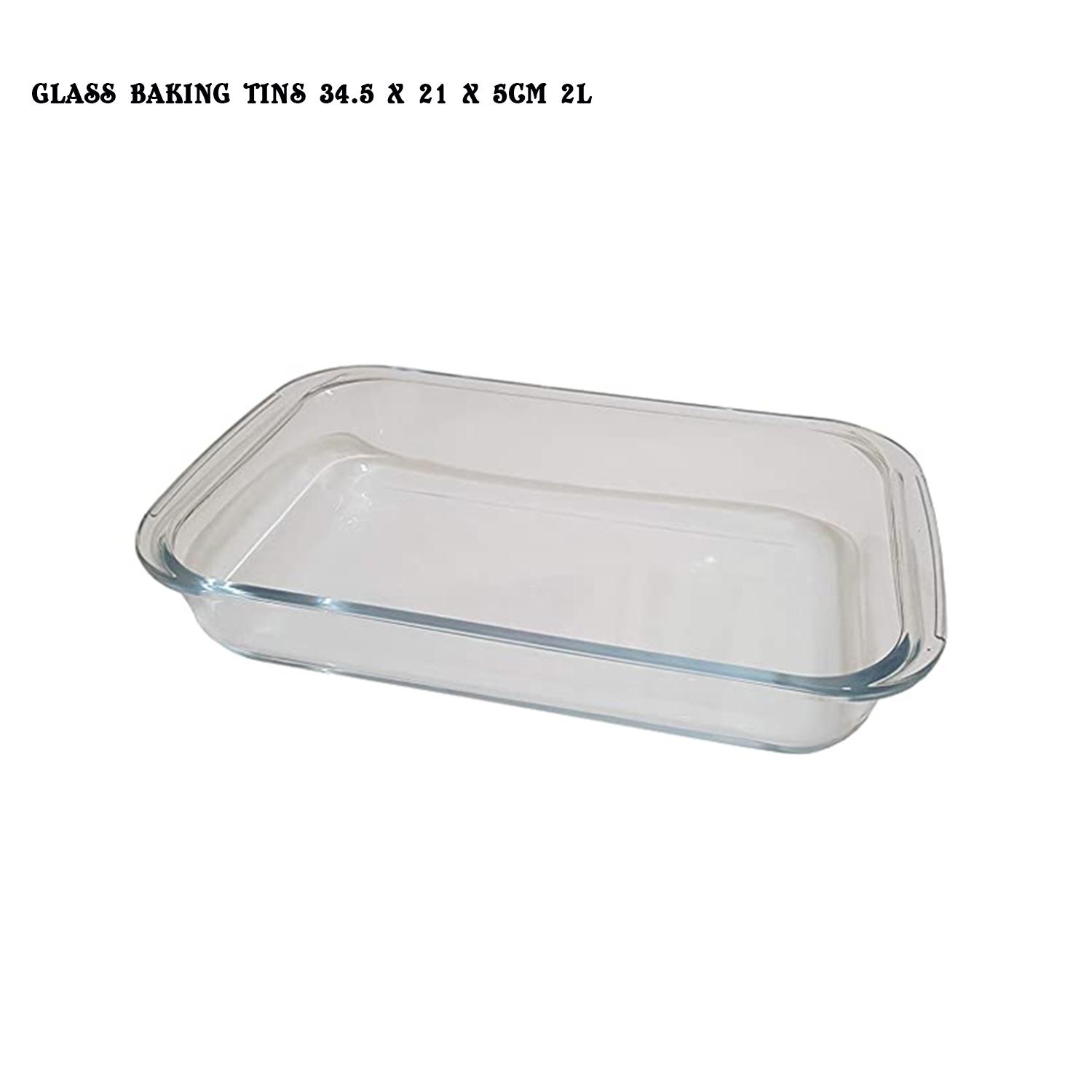 GLASS BAKING TINS 34.5 X 21 X 5CM 2L