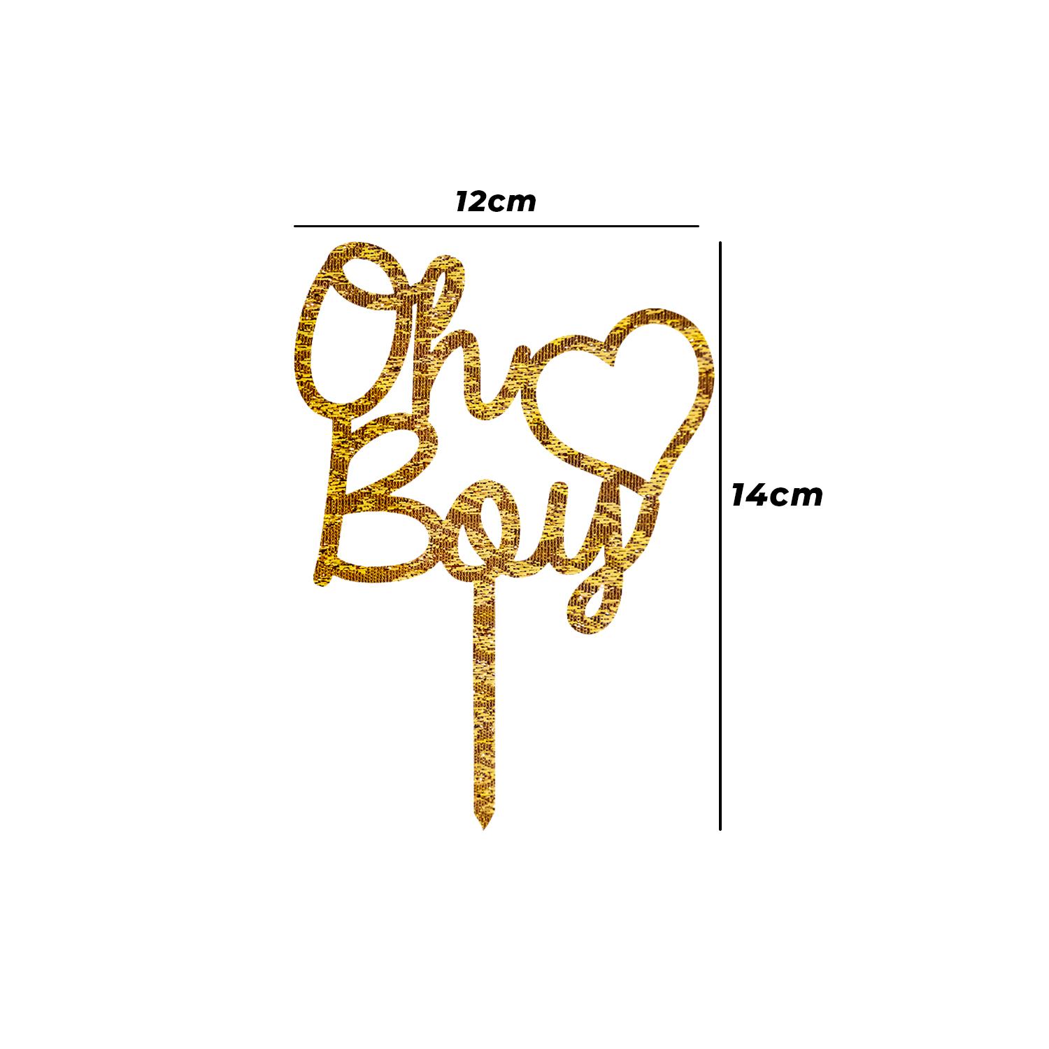 GOLD GLITTER BABY SHOWER TOPPER OH BOY