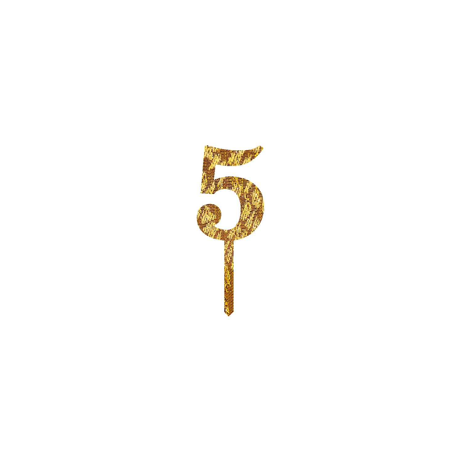 GOLD GLITTER MINI NUMBER TOPPER 5