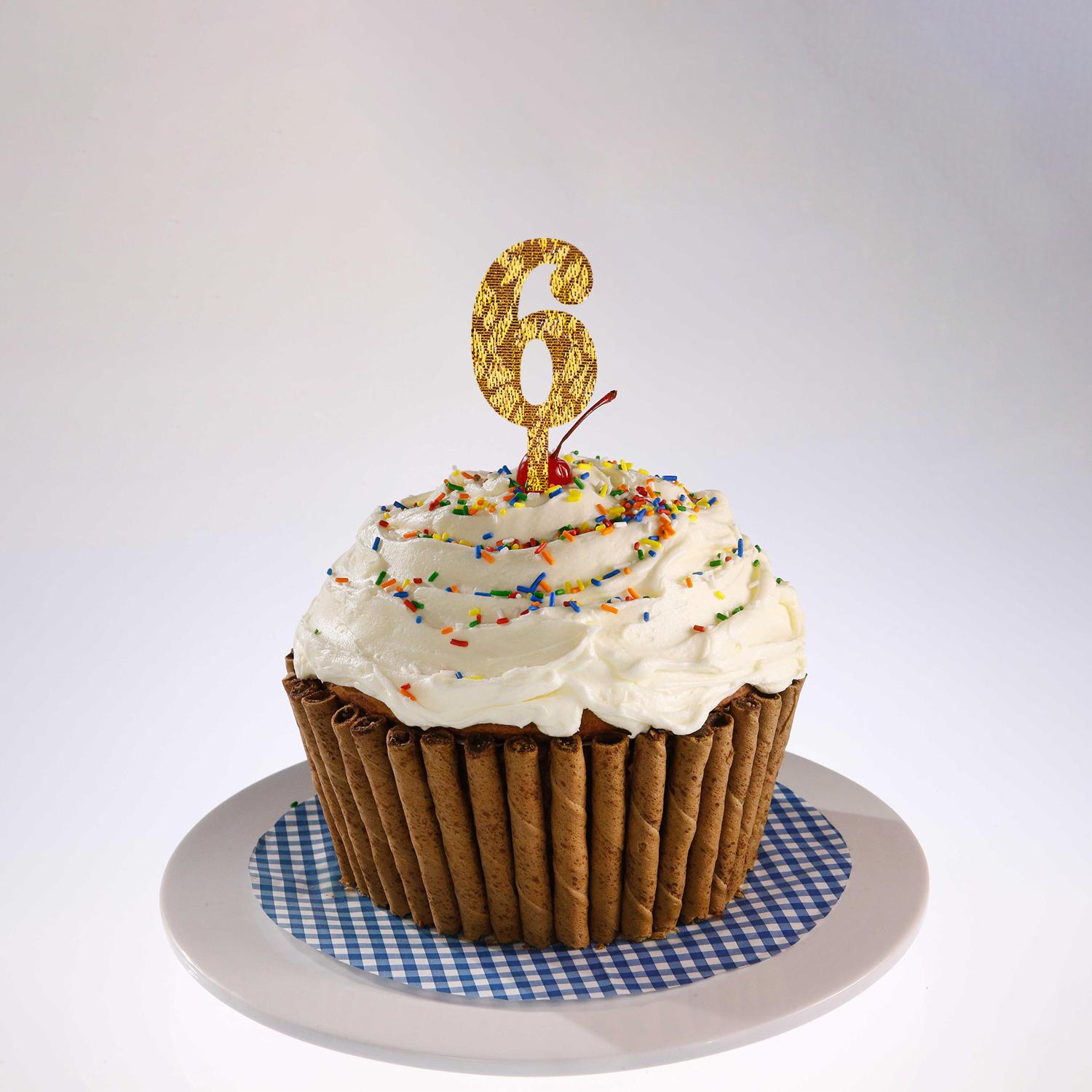 GOLD GLITTER MINI NUMBER TOPPER 6