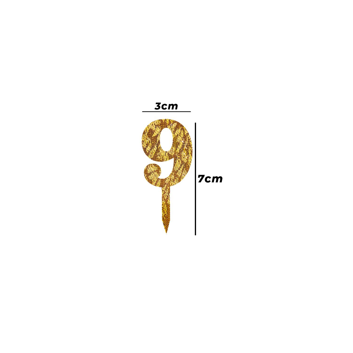 GOLD GLITTER MINI NUMBER TOPPER 9