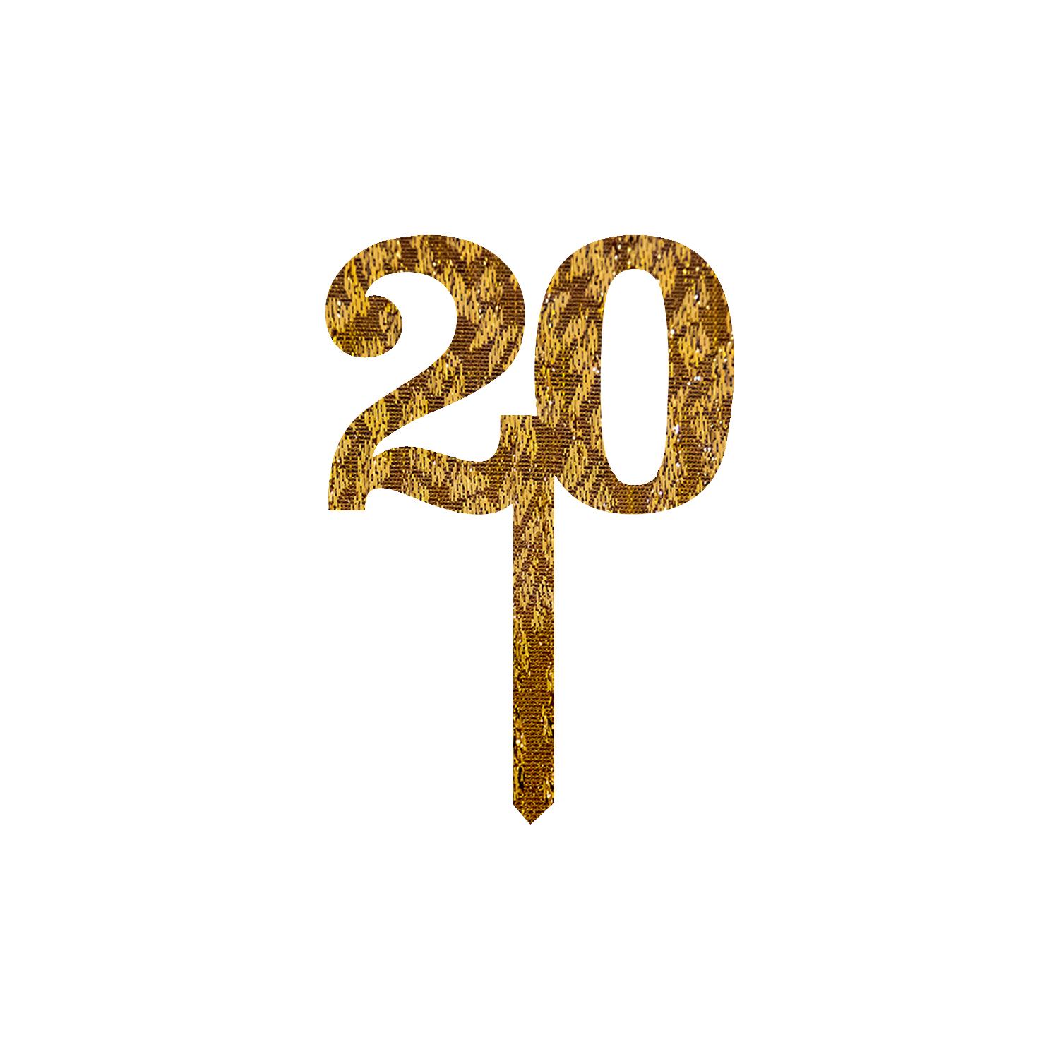 GOLD GLITTER NUMBER TOPPER NO 20