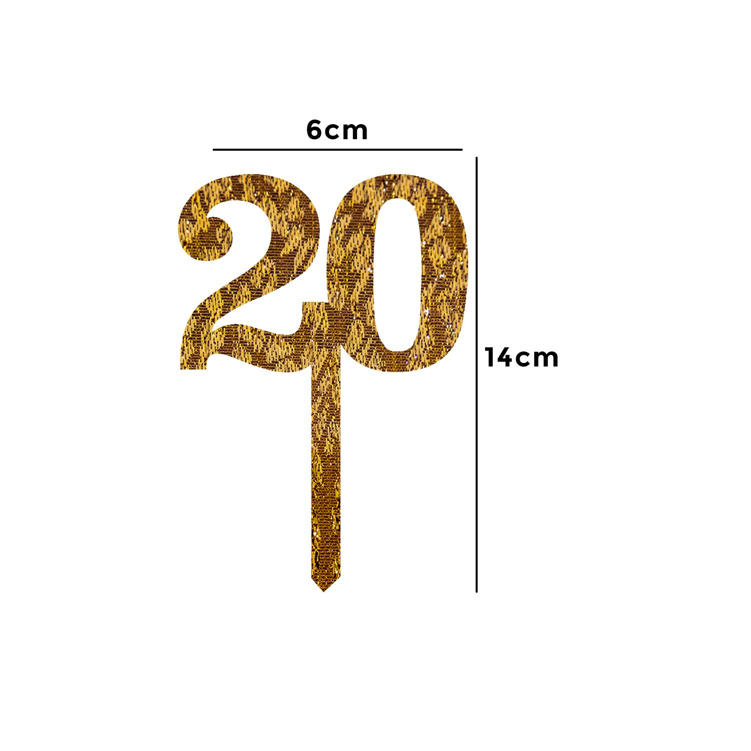 GOLD GLITTER NUMBER TOPPER NO 20