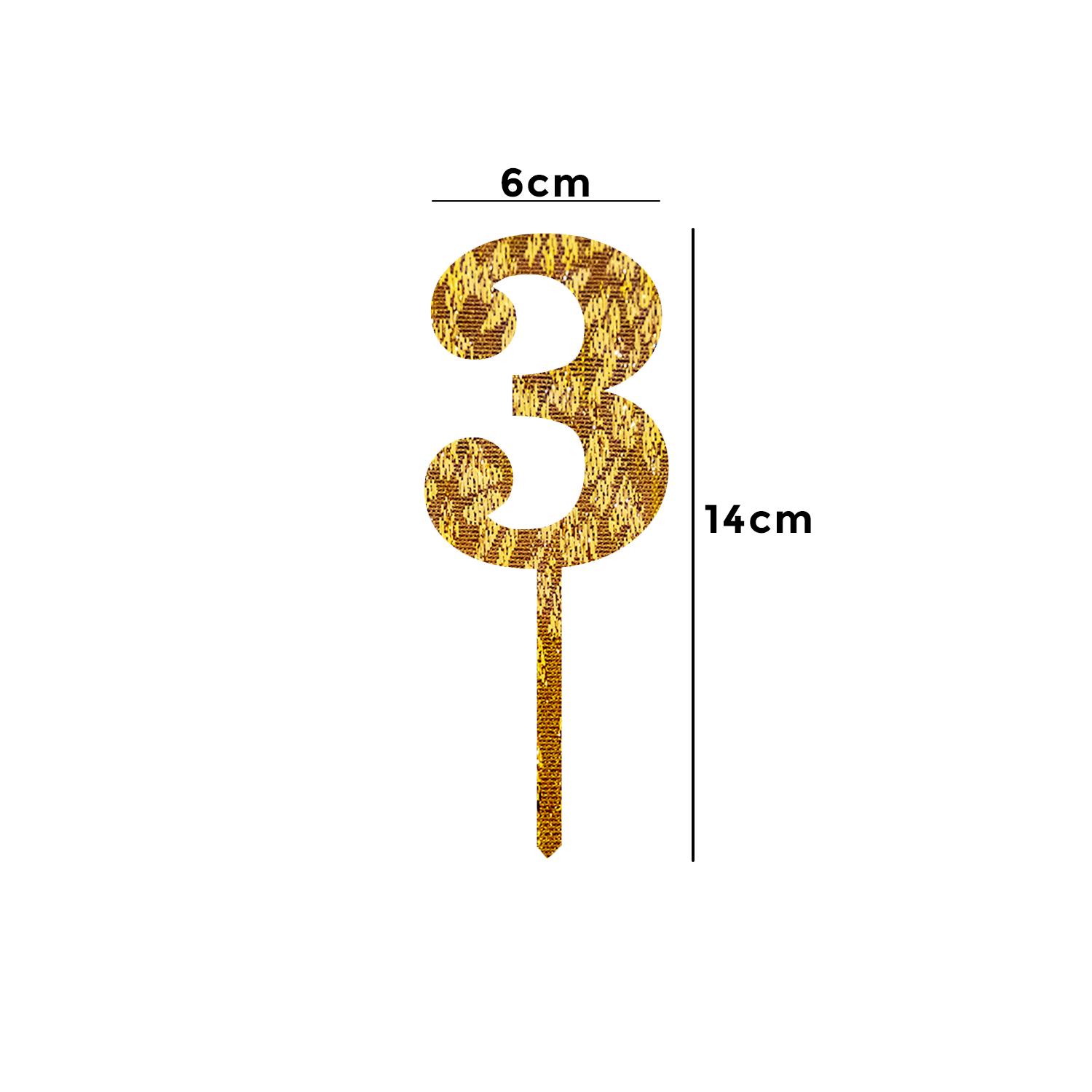 GOLD GLITTER NUMBER TOPPER NO 3