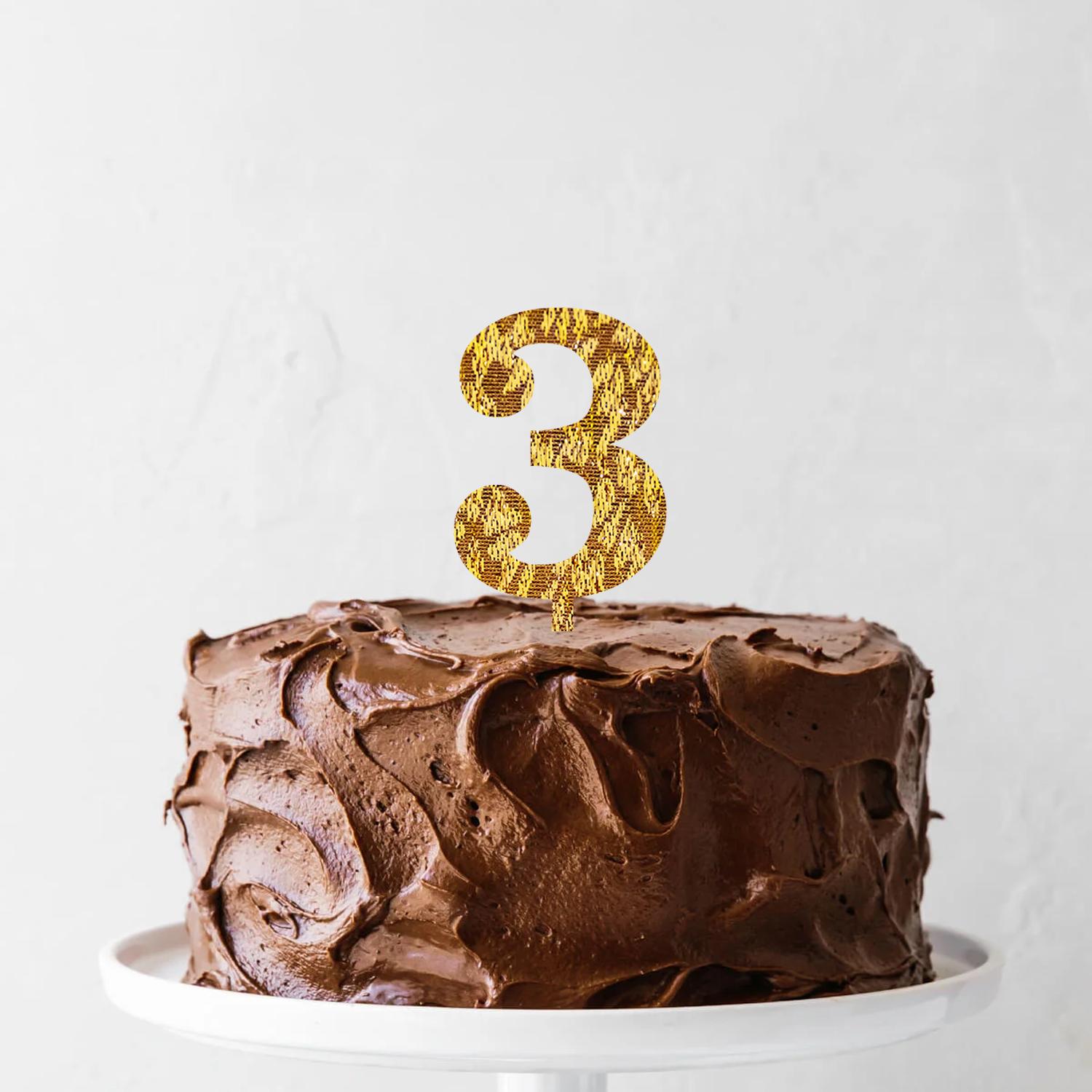 GOLD GLITTER NUMBER TOPPER NO 3