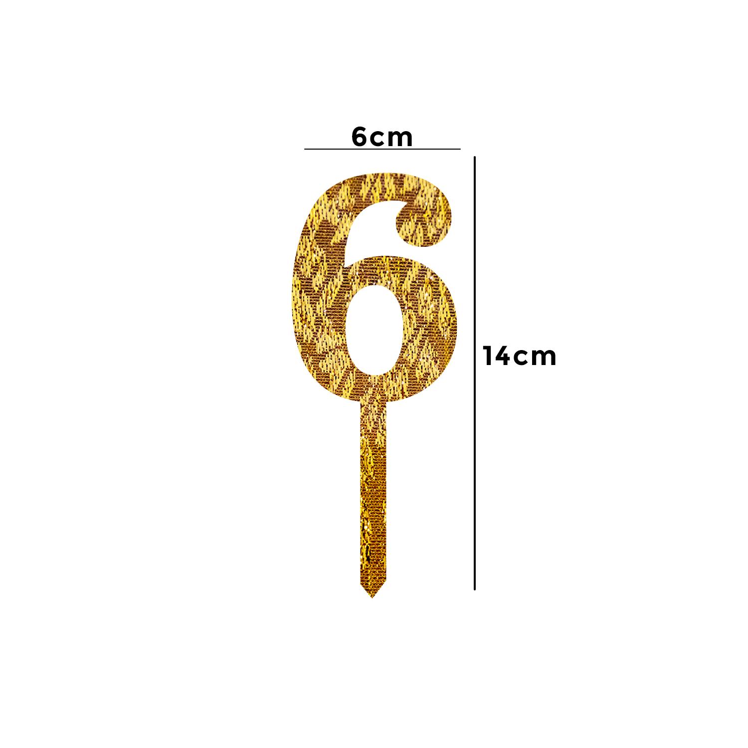 GOLD GLITTER NUMBER TOPPER NO 6