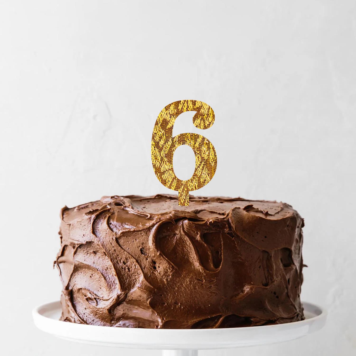 GOLD GLITTER NUMBER TOPPER NO 6