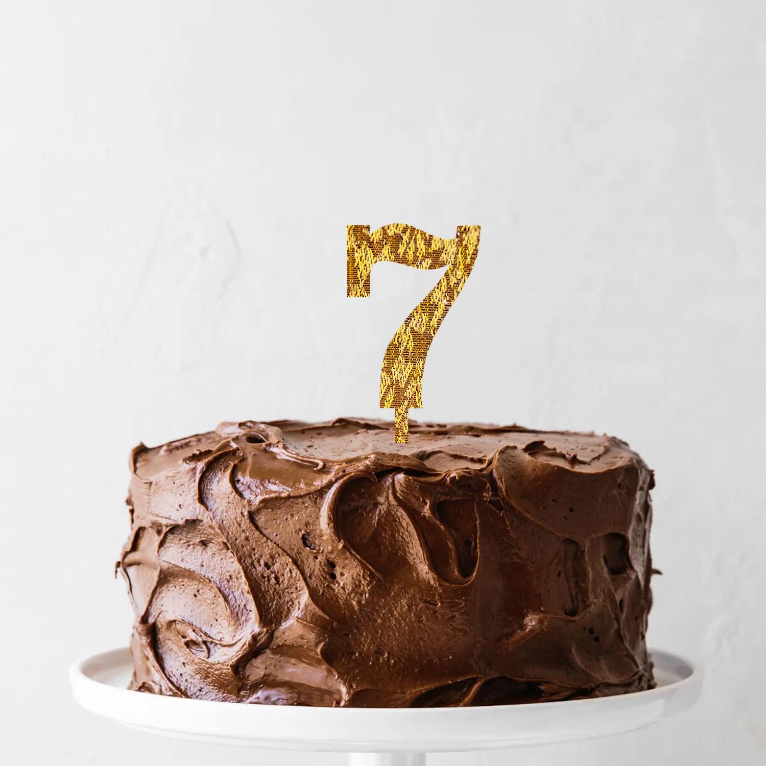 GOLD GLITTER NUMBER TOPPER NO 7