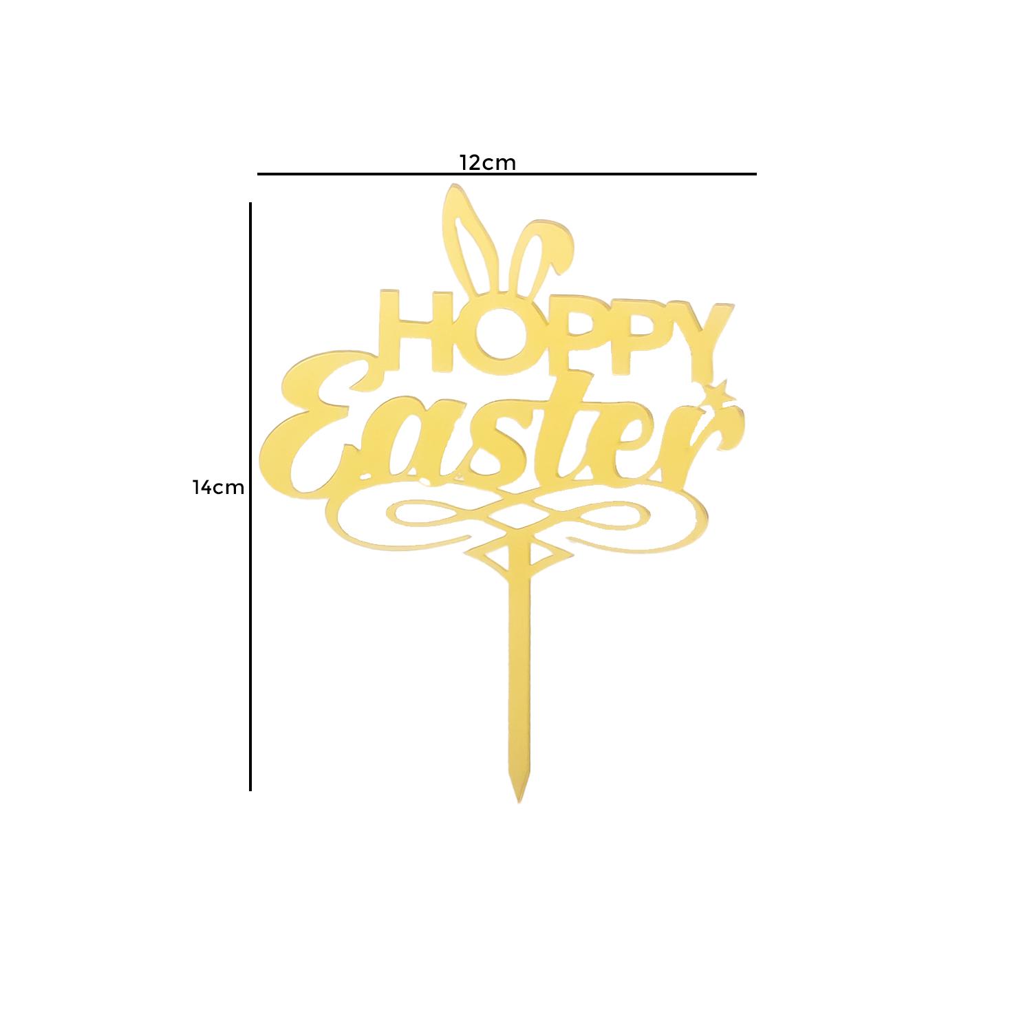 GOLD MIRROR ACRYLIC HAPPY EASTER TOPPER NO 01