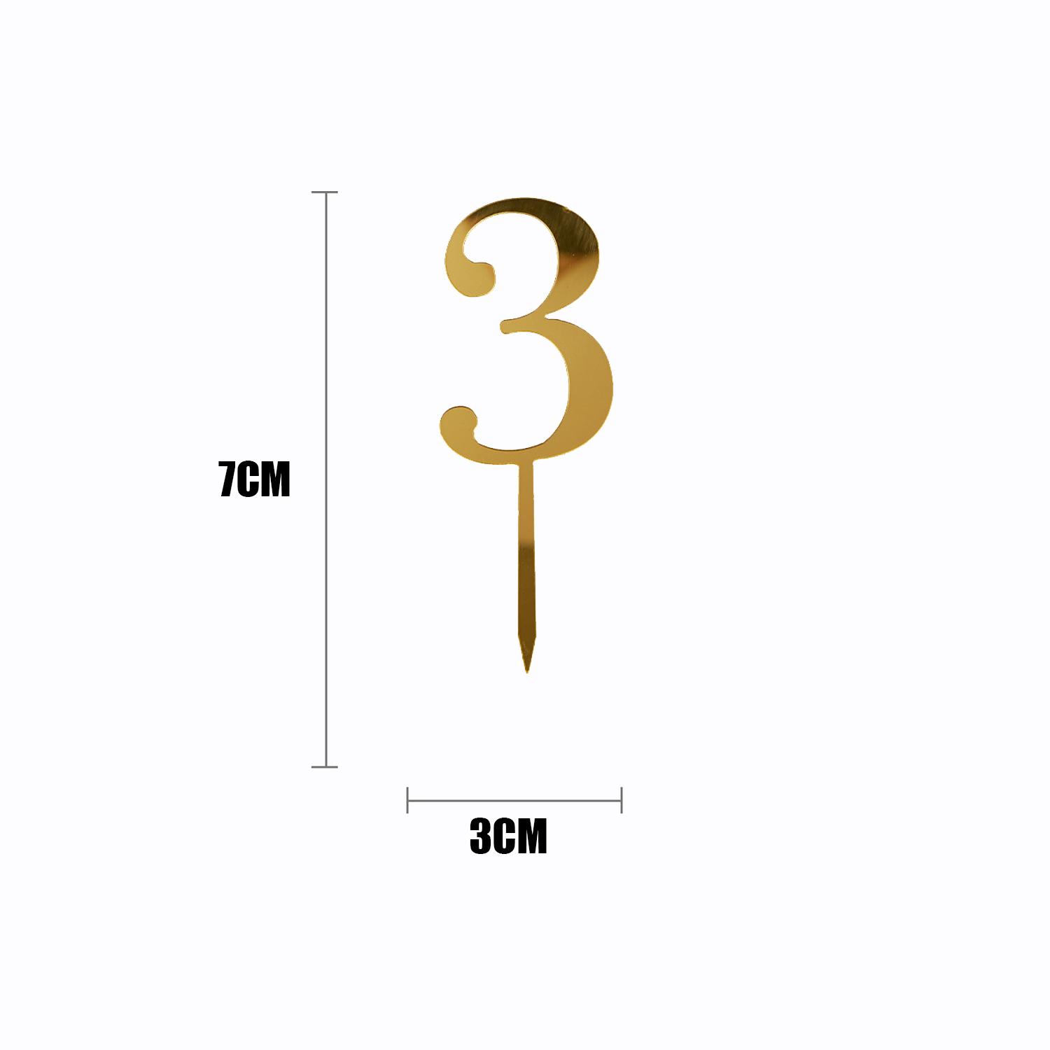 GOLD MIRROR ACRYLIC MINI NUMBER TOPPER 3