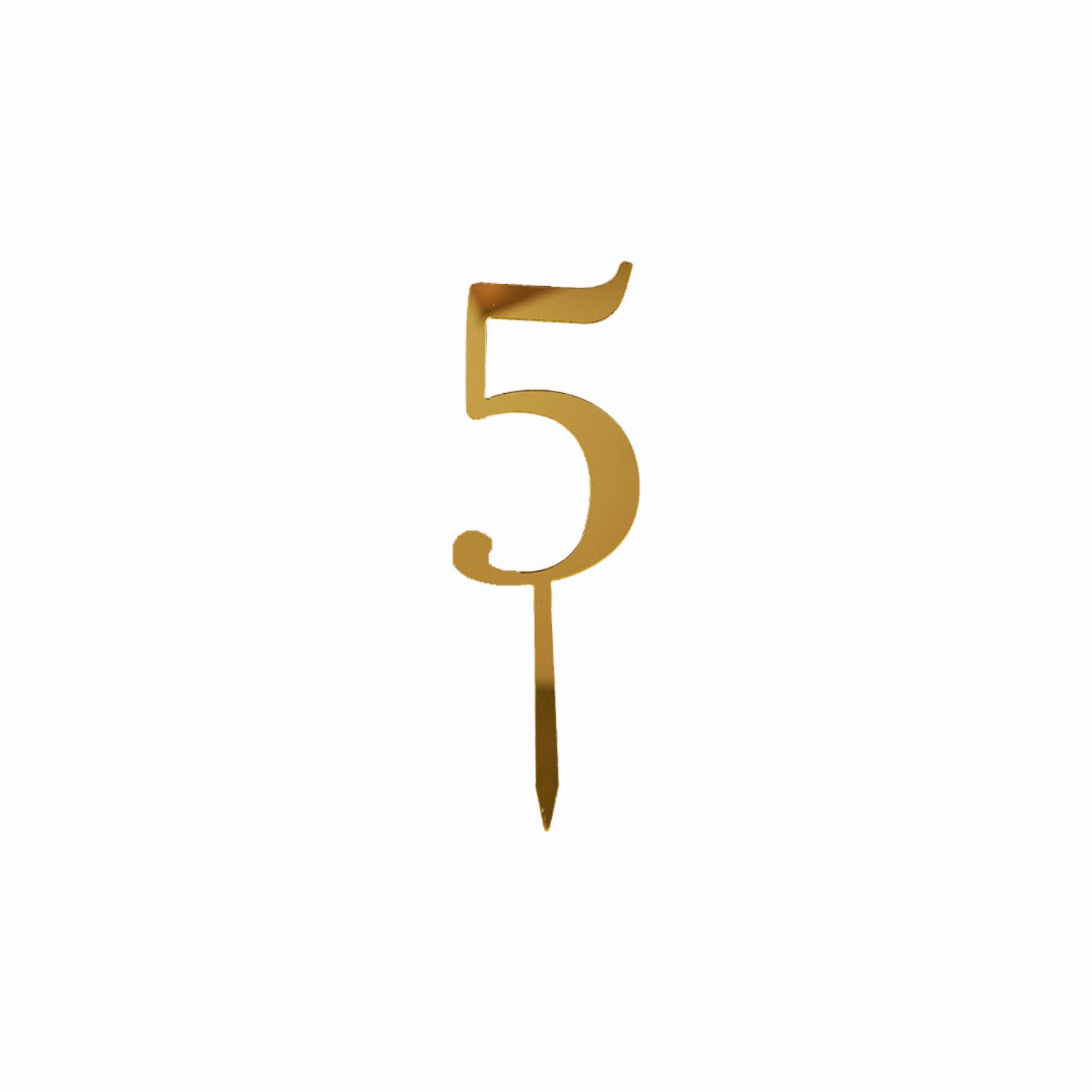 GOLD MIRROR ACRYLIC MINI NUMBER TOPPER 5