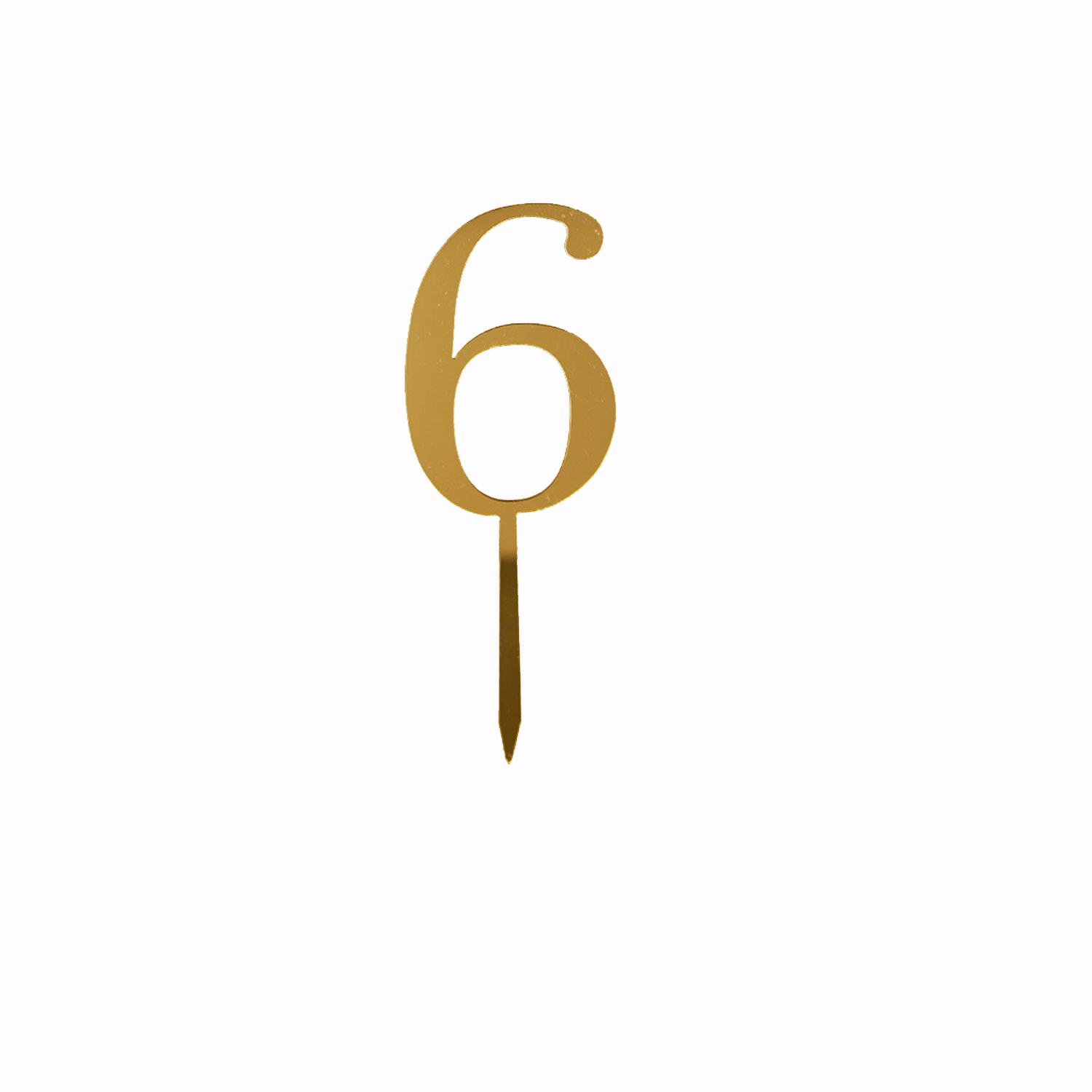 GOLD MIRROR ACRYLIC MINI NUMBER TOPPER 6