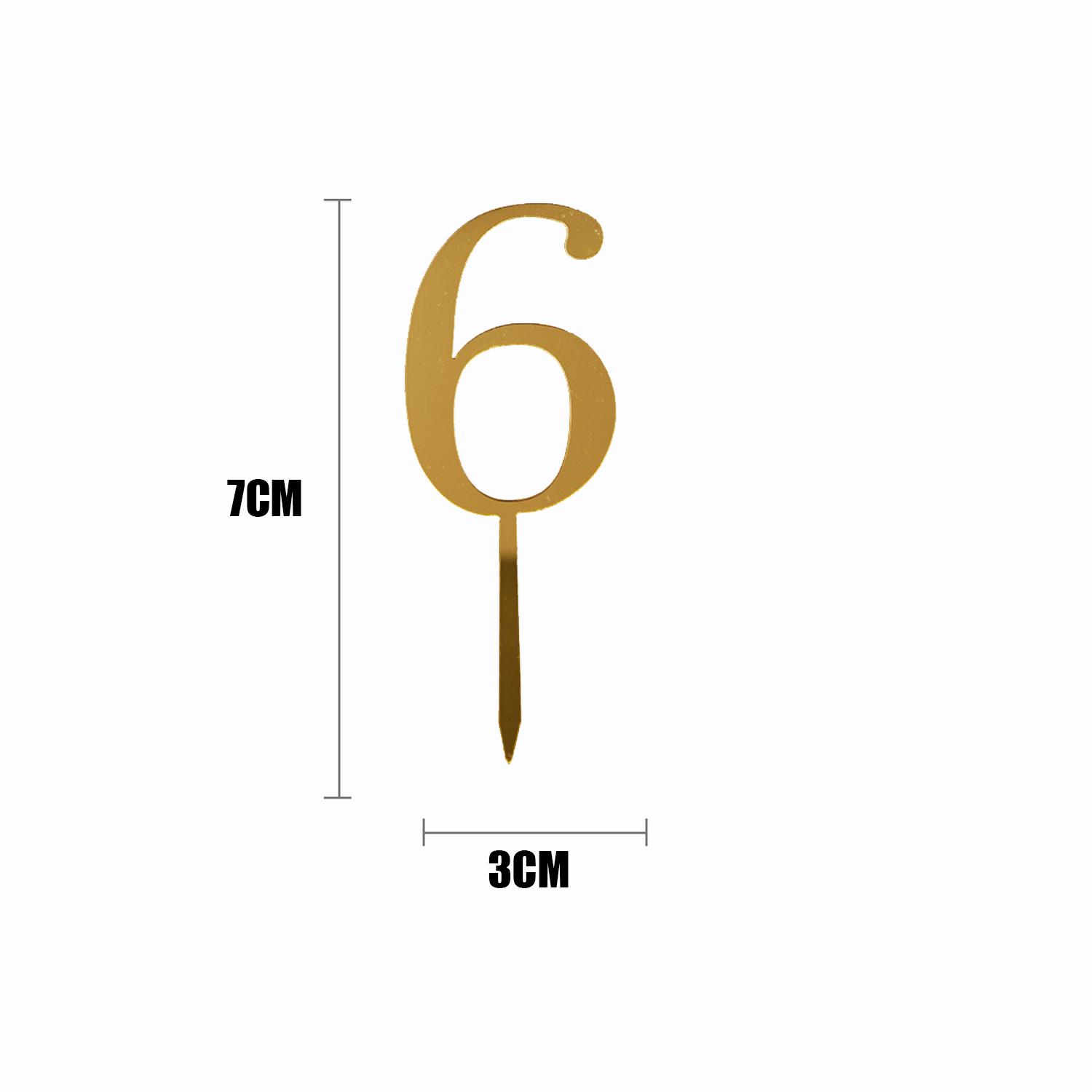 GOLD MIRROR ACRYLIC MINI NUMBER TOPPER 6