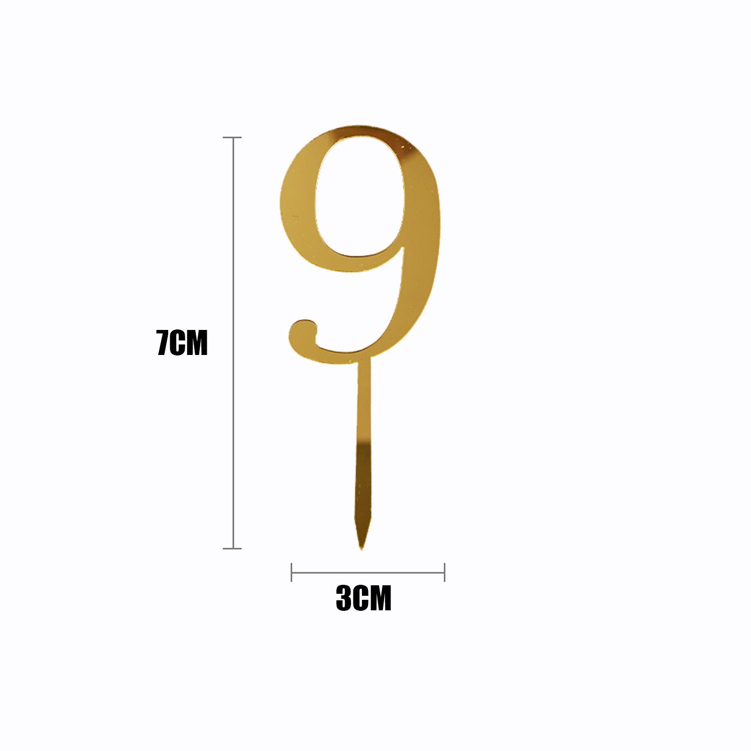 GOLD MIRROR ACRYLIC MINI NUMBER TOPPER 9