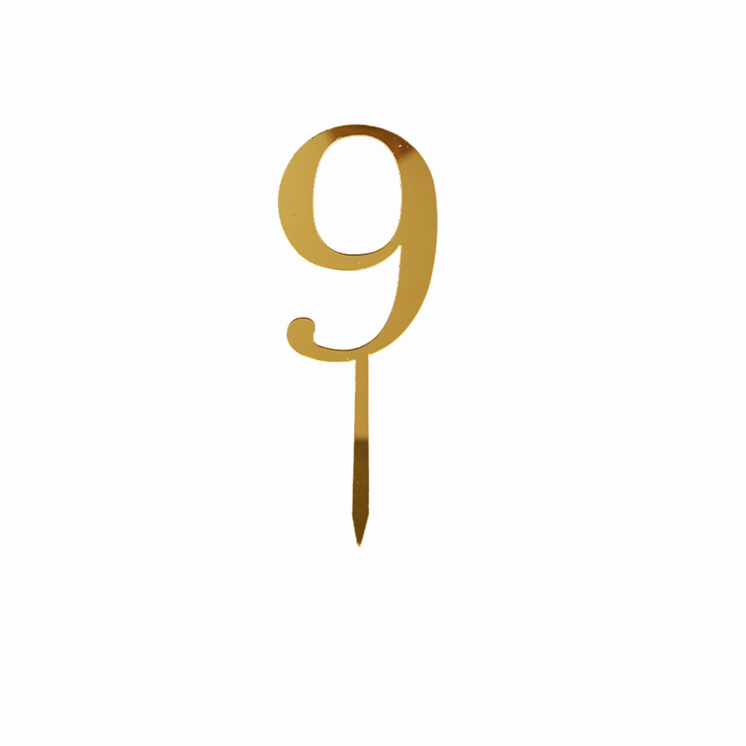 GOLD MIRROR ACRYLIC MINI NUMBER TOPPER 9