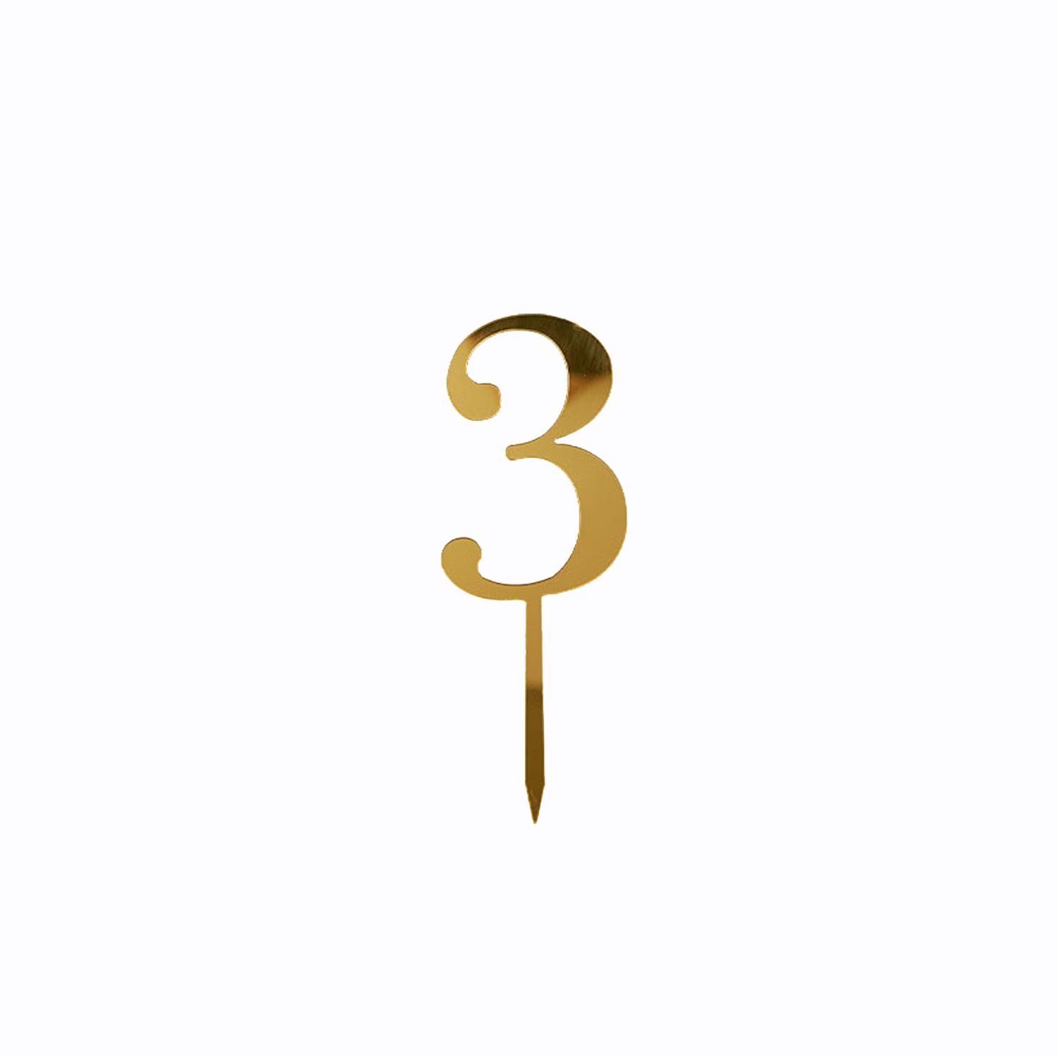 GOLD MIRROR NUMBER TOPPER NO 3