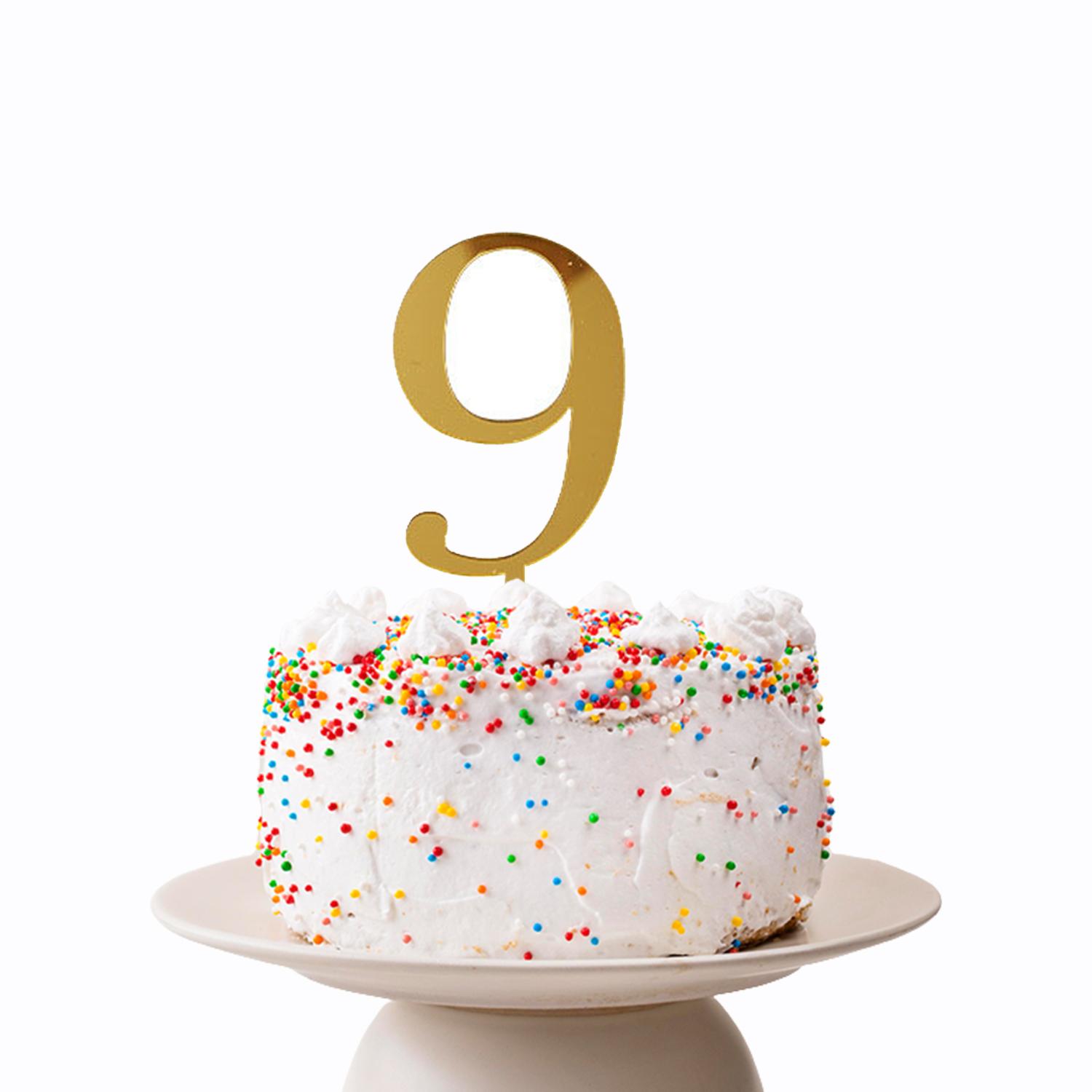 GOLD MIRROR NUMBER TOPPER NO 9