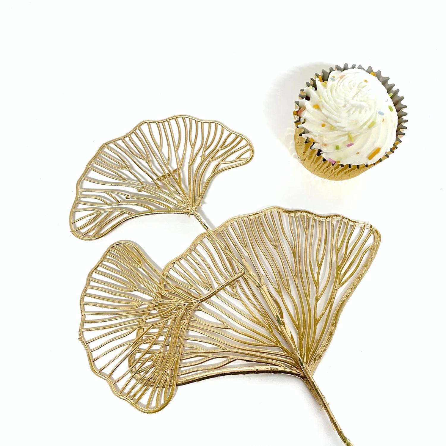 GOLD TROPICAL LEAF CAKE TOPPER