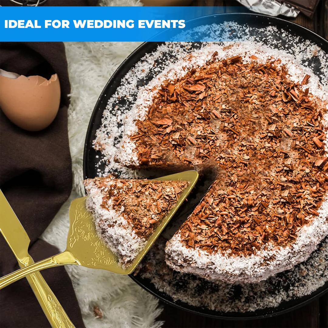 GOLD WEDDING KNIFE SERVER SET