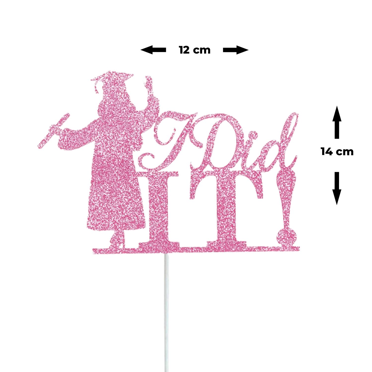 GRADUATION GLITER PINK PAPER TOPPER