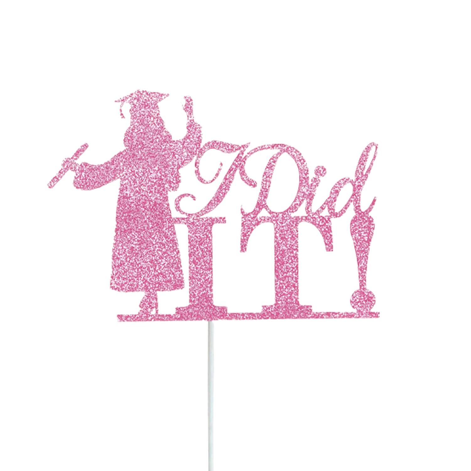 GRADUATION GLITER PINK PAPER TOPPER