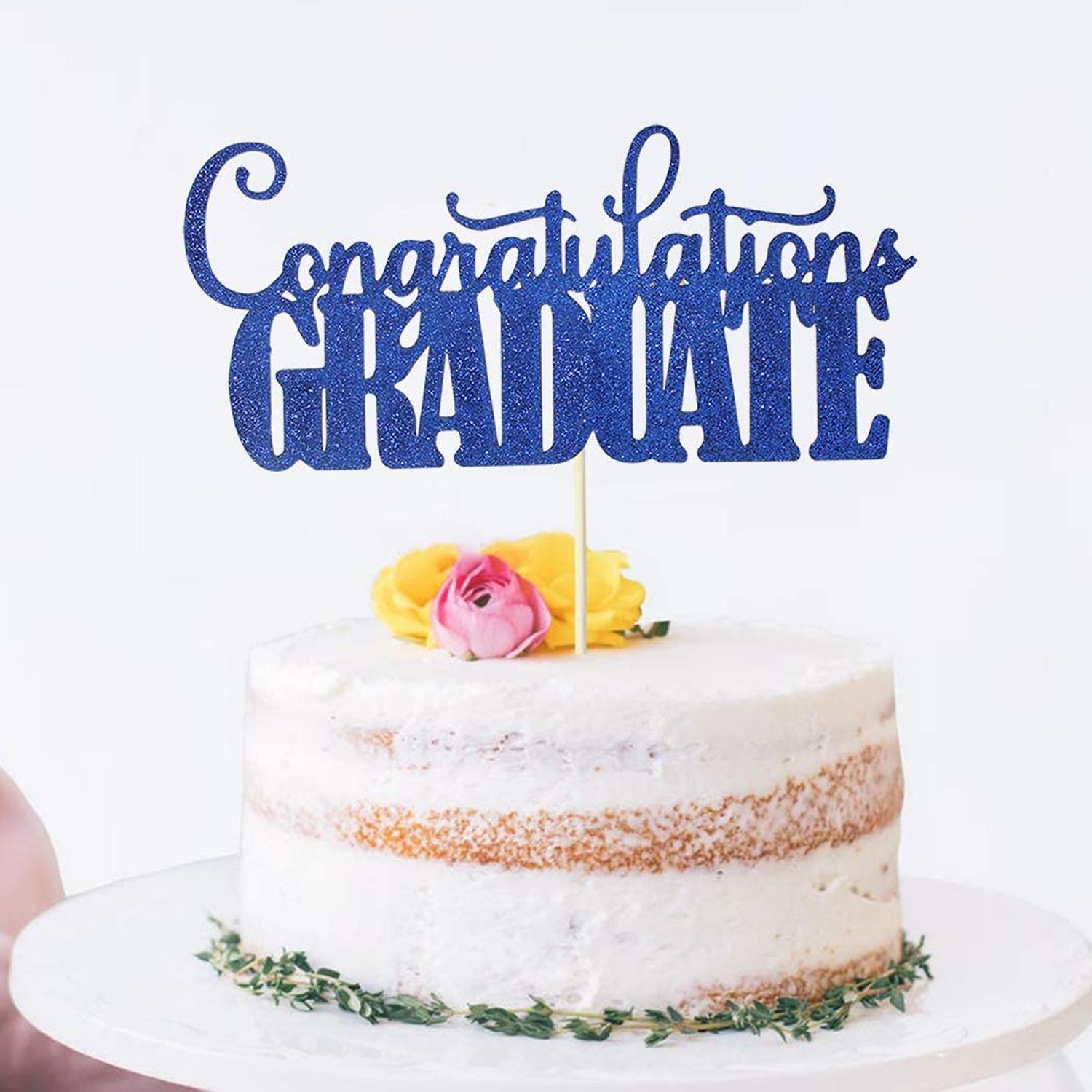 GRADUATION GLITTER BLUE PAPER TOPPER