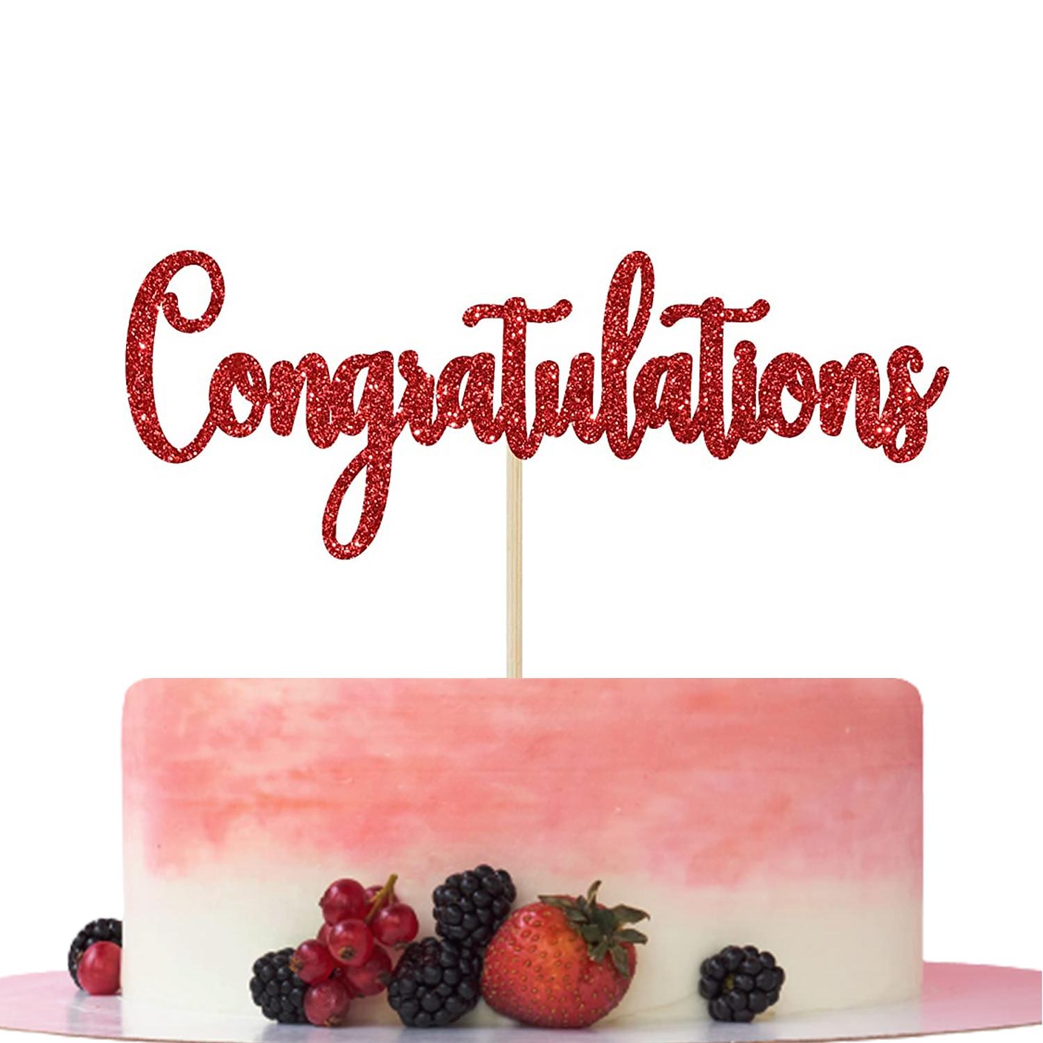 GRADUATION GLITTER RED PAPER TOPPER