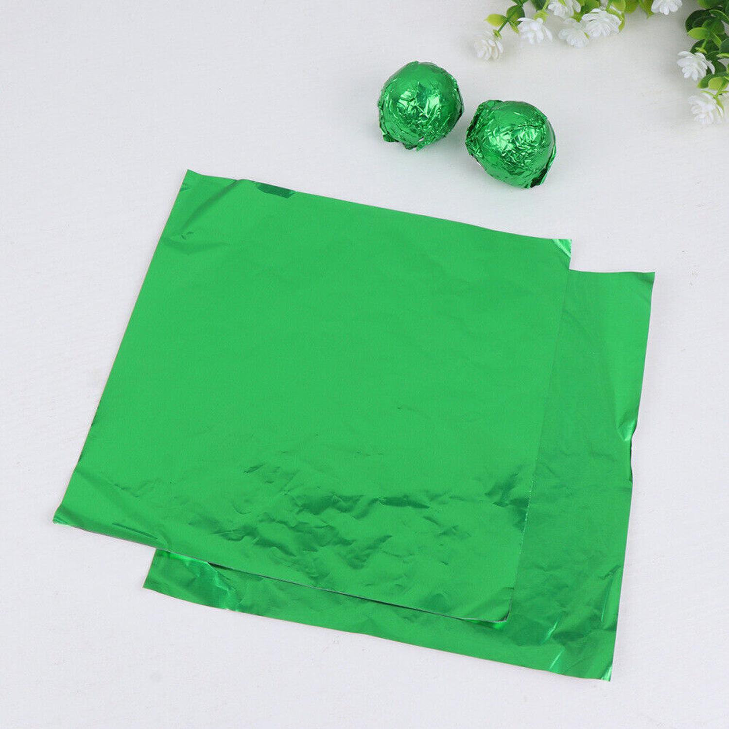 GREEN CHOCOLATE WRAPPERS 10X10CM 100PCS