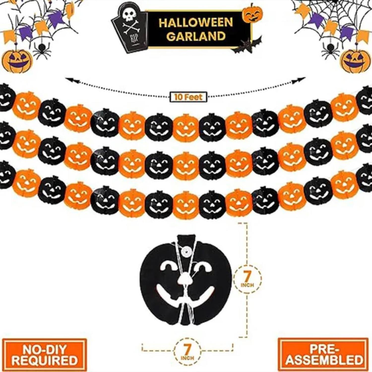 HALLOWEEN BLACK AND ORANGE PUMPKIN BANNER