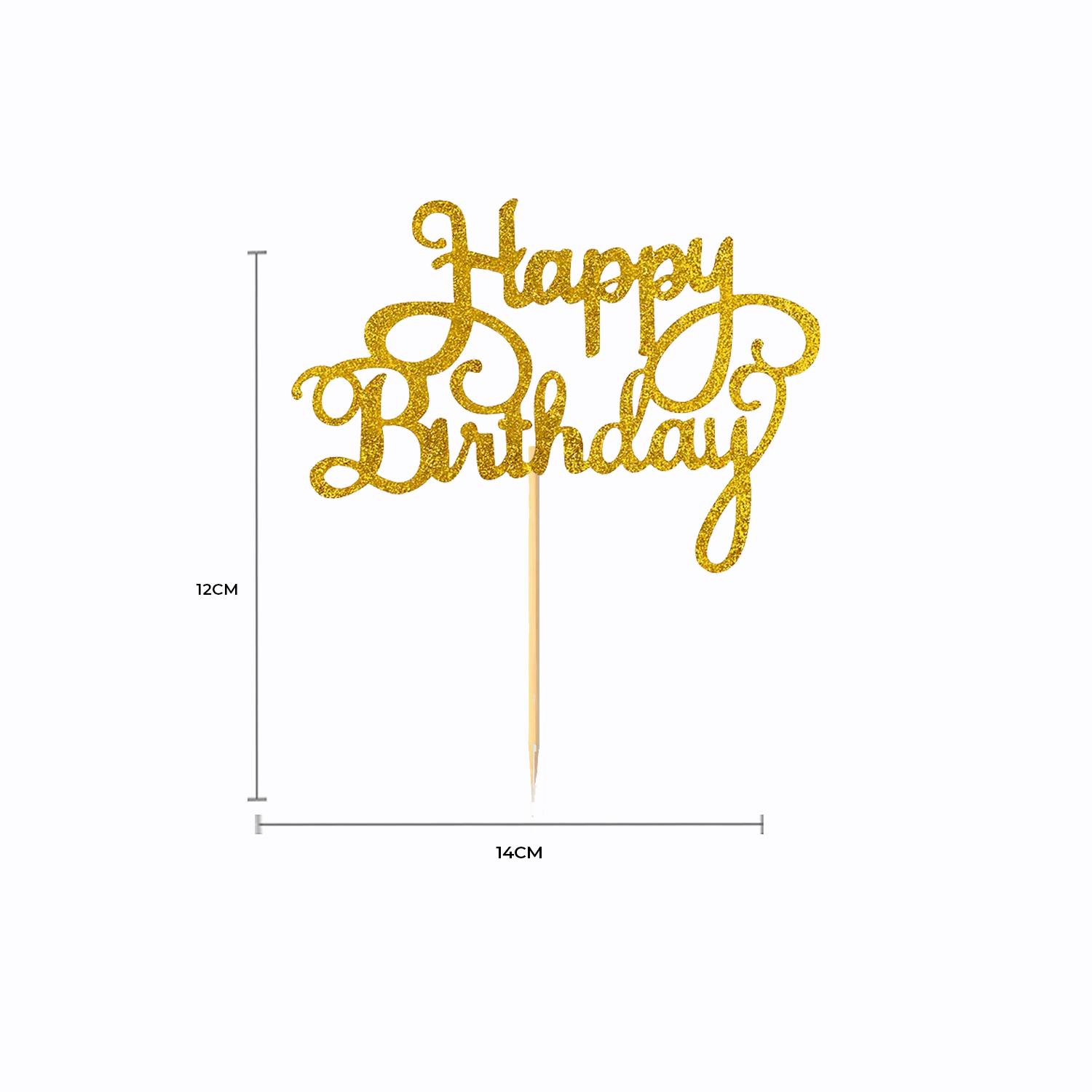 HAPPY BIRTHDAY GLITTER GOLD PAPER TOPPER