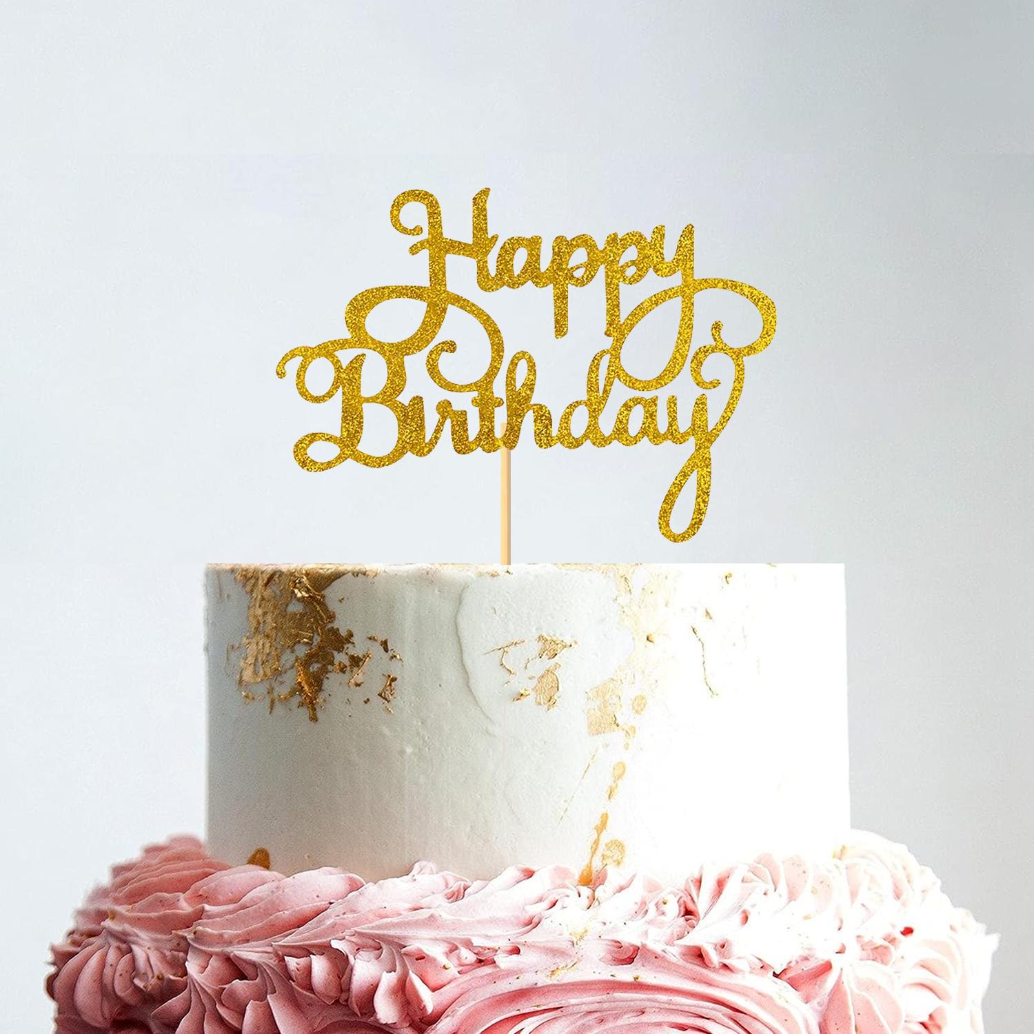 HAPPY BIRTHDAY GLITTER GOLD PAPER TOPPER