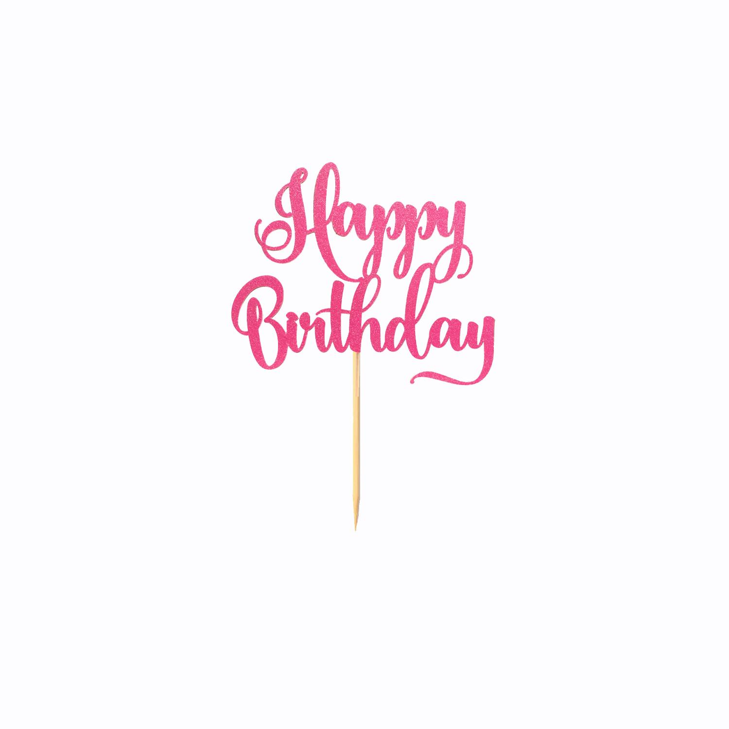 HAPPY BIRTHDAY GLITTER PINK PAPER TOPPER