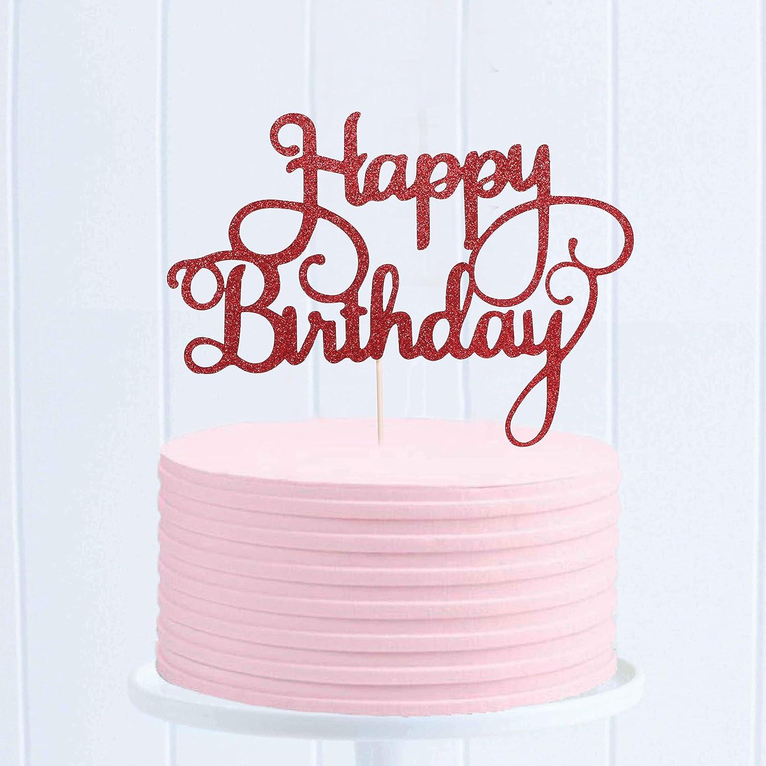 HAPPY BIRTHDAY GLITTER RED PAPER TOPPER