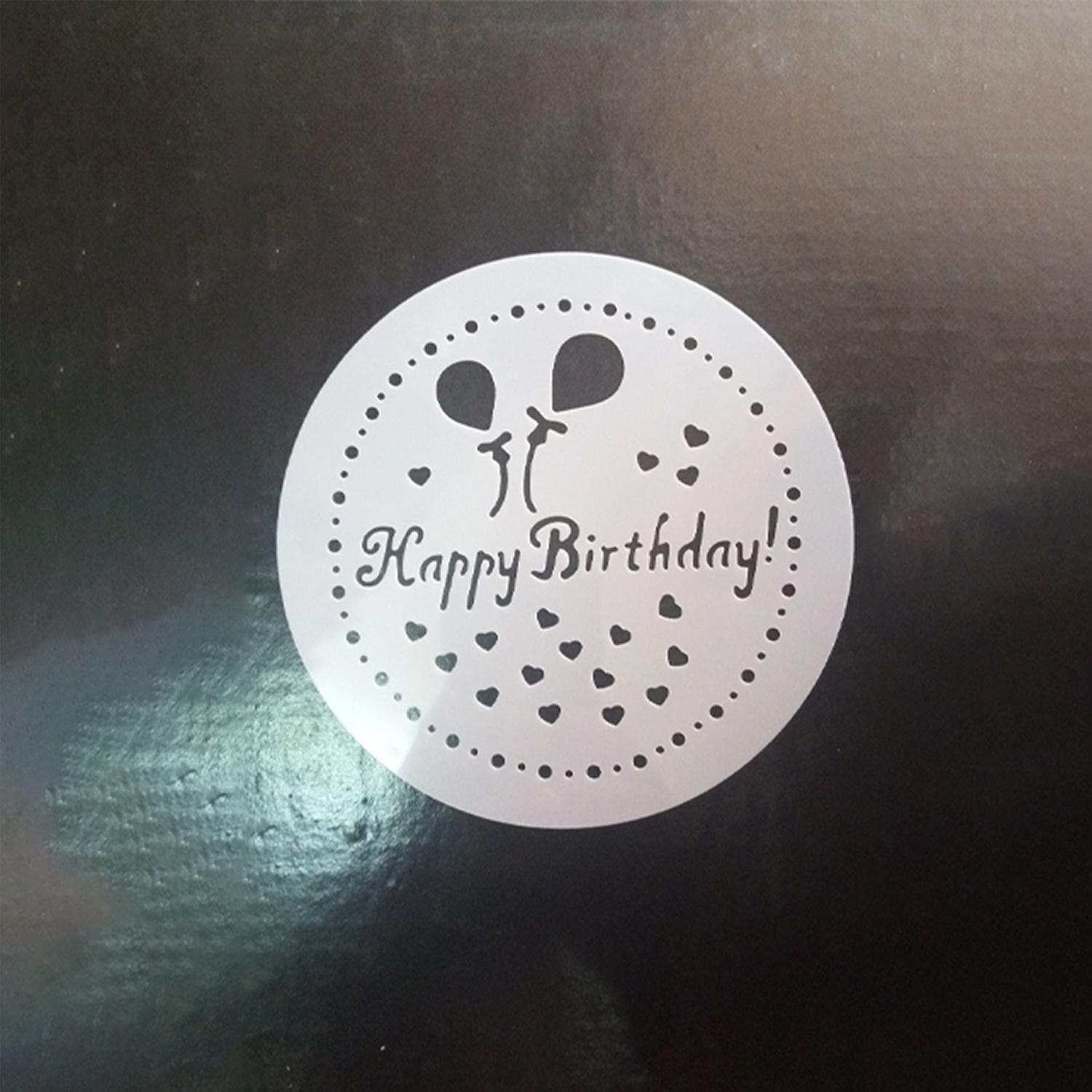 HAPPY BIRTHDAY WITH BALLOON CAKE STENCIL