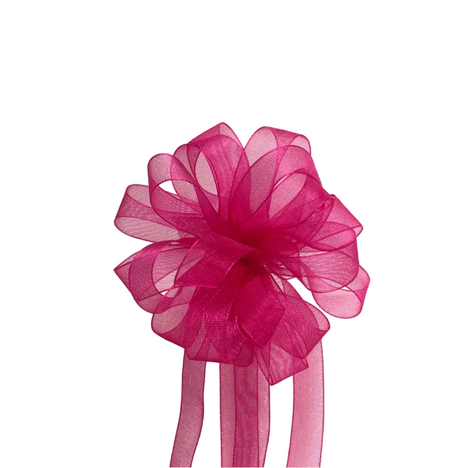 HOT PINK ORGANZA PULL FLOWER RIBBON