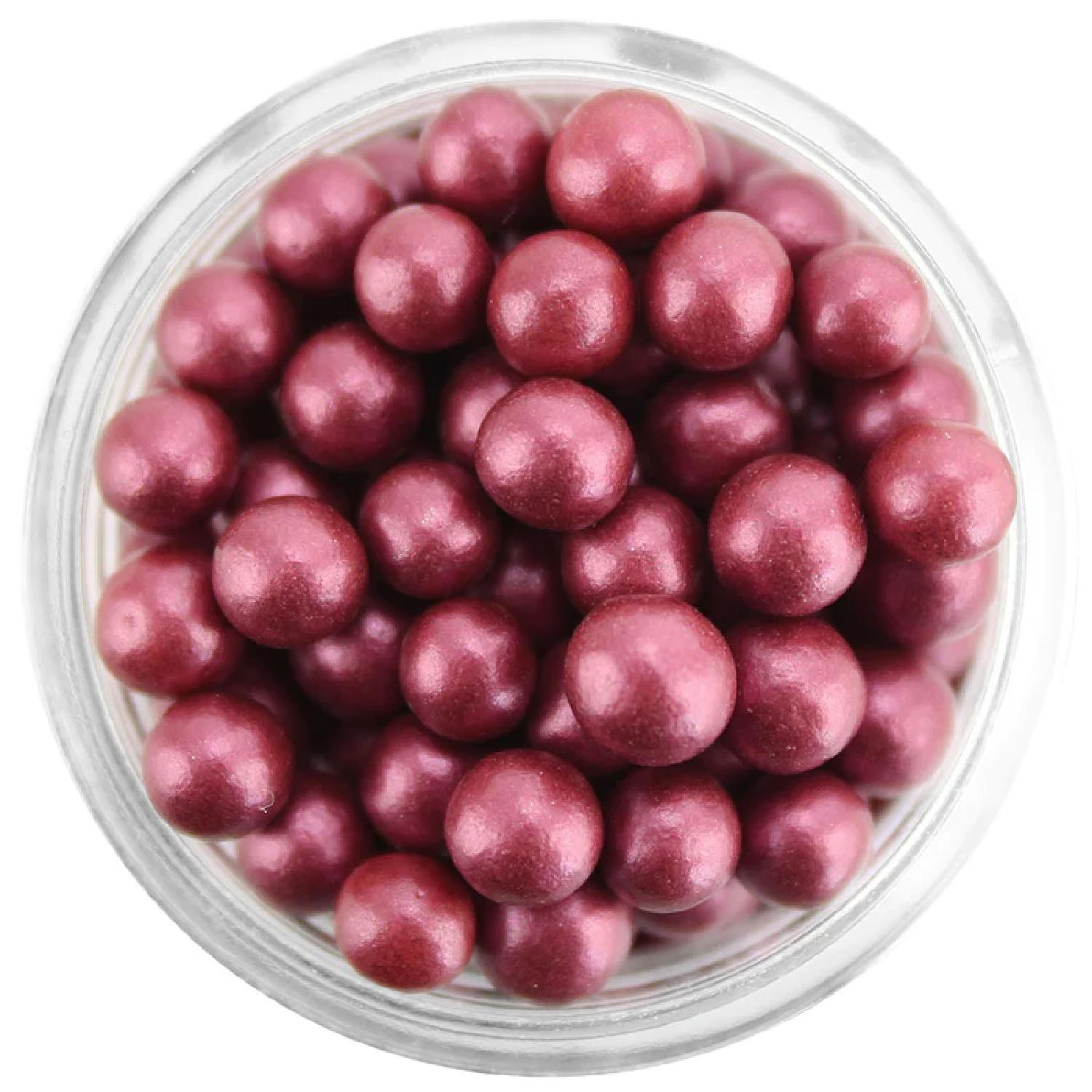 MAROON SUGAR PEARLS 7MM 250GMS