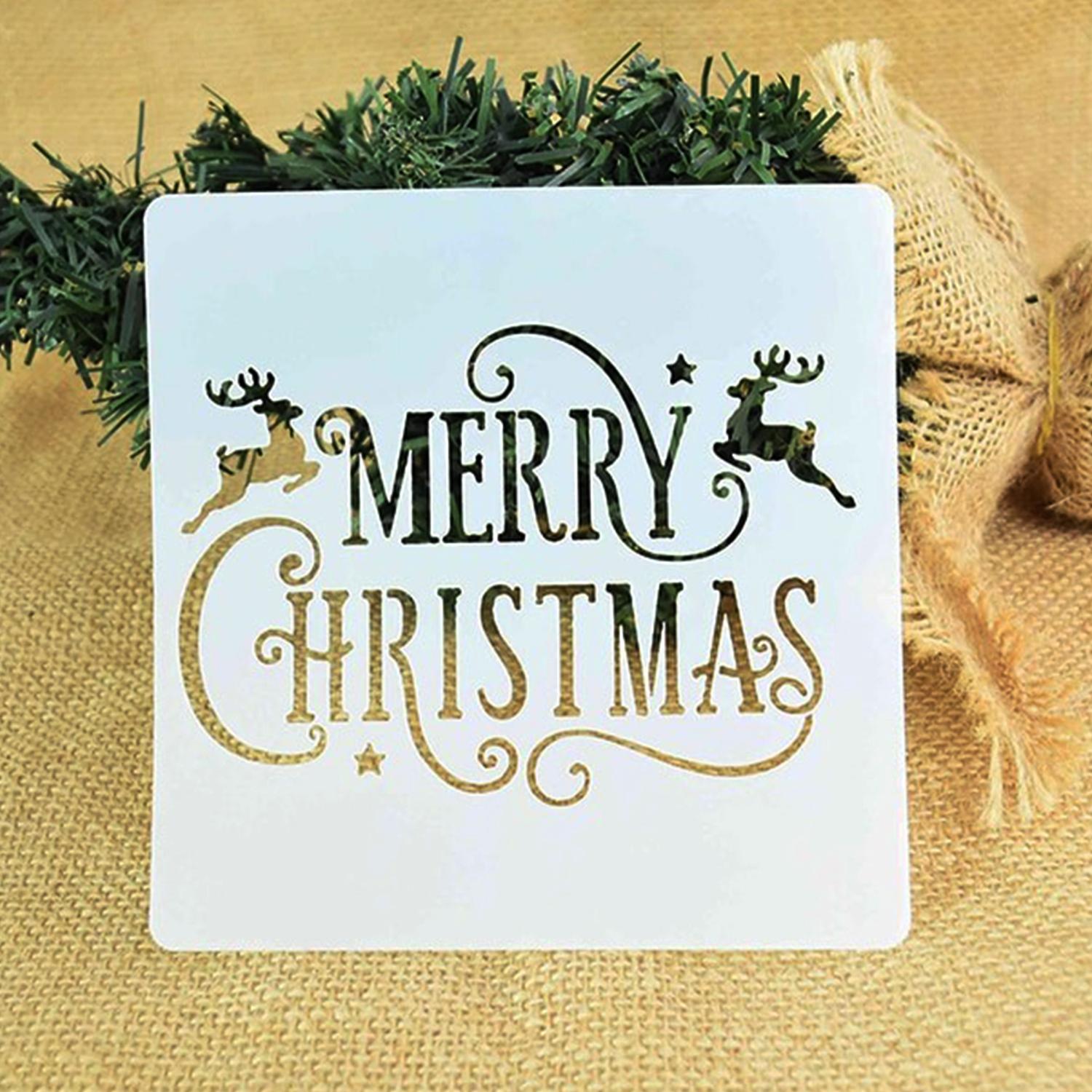 MERRY CHRISTMAS CAKE STENCIL