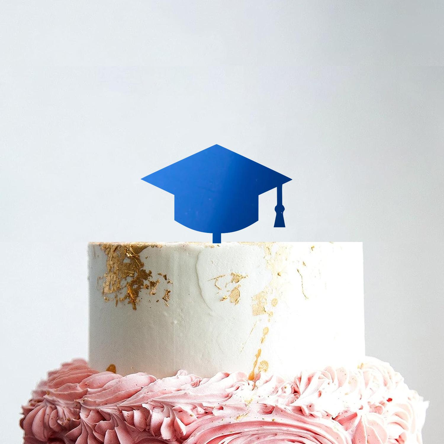 MIRROR BLUE ACRYLIC GRADUATION TOPPER 10