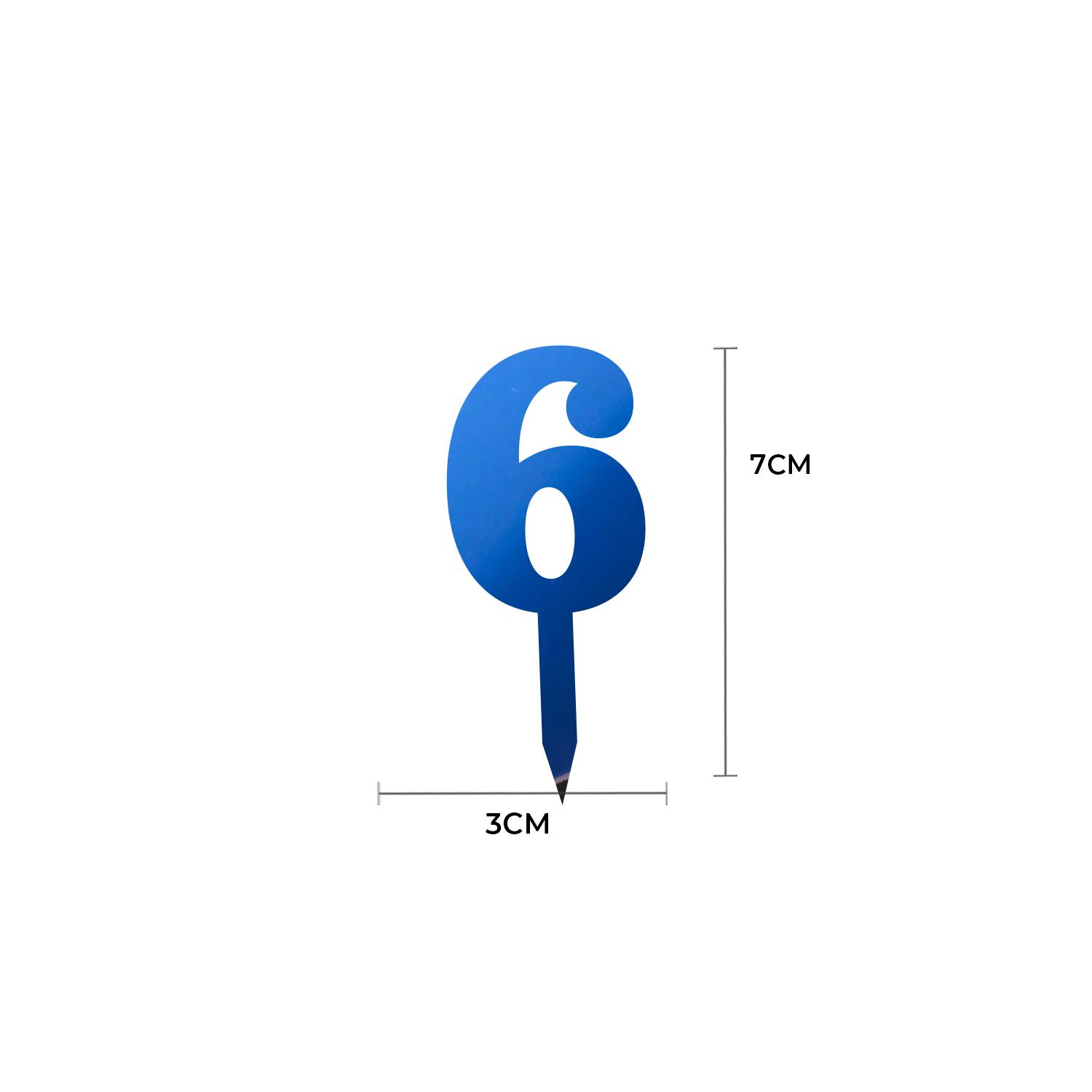 MIRROR BLUE ACRYLIC MINI NUMBER TOPPER 6